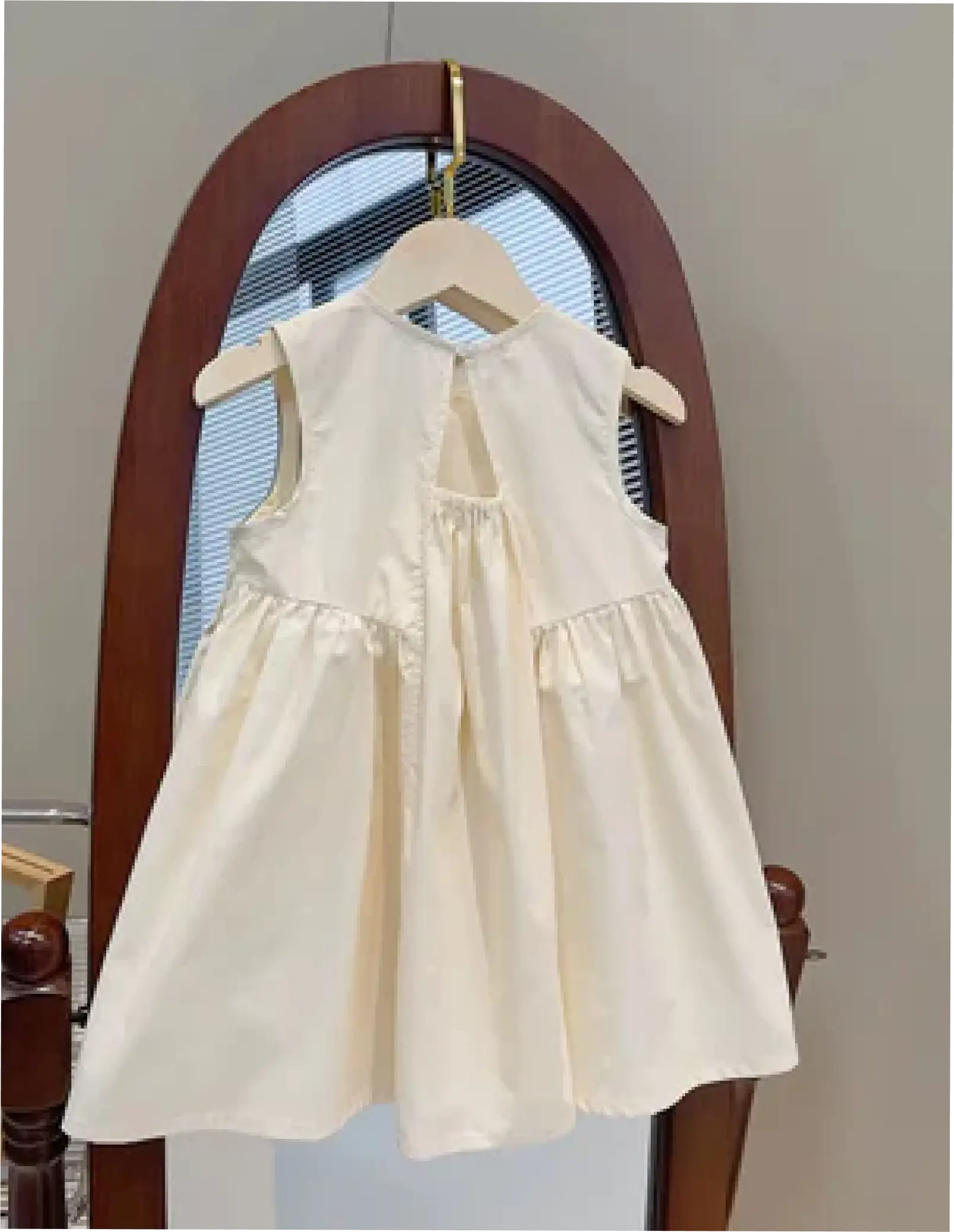 Cream Cotton Dress Pastels and Polkadots