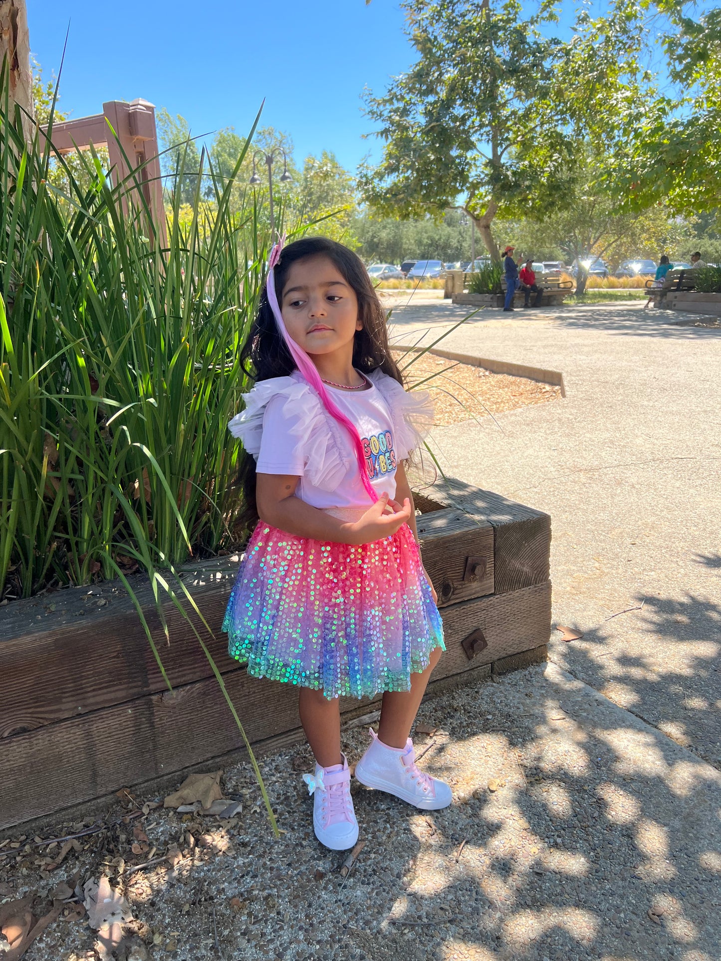 Dreamy Sequin Rainbow Tulle Skirt