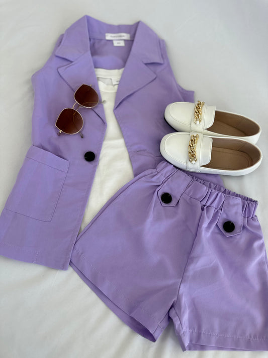 Purple boss babe blazer and shorts set ( tank not included)