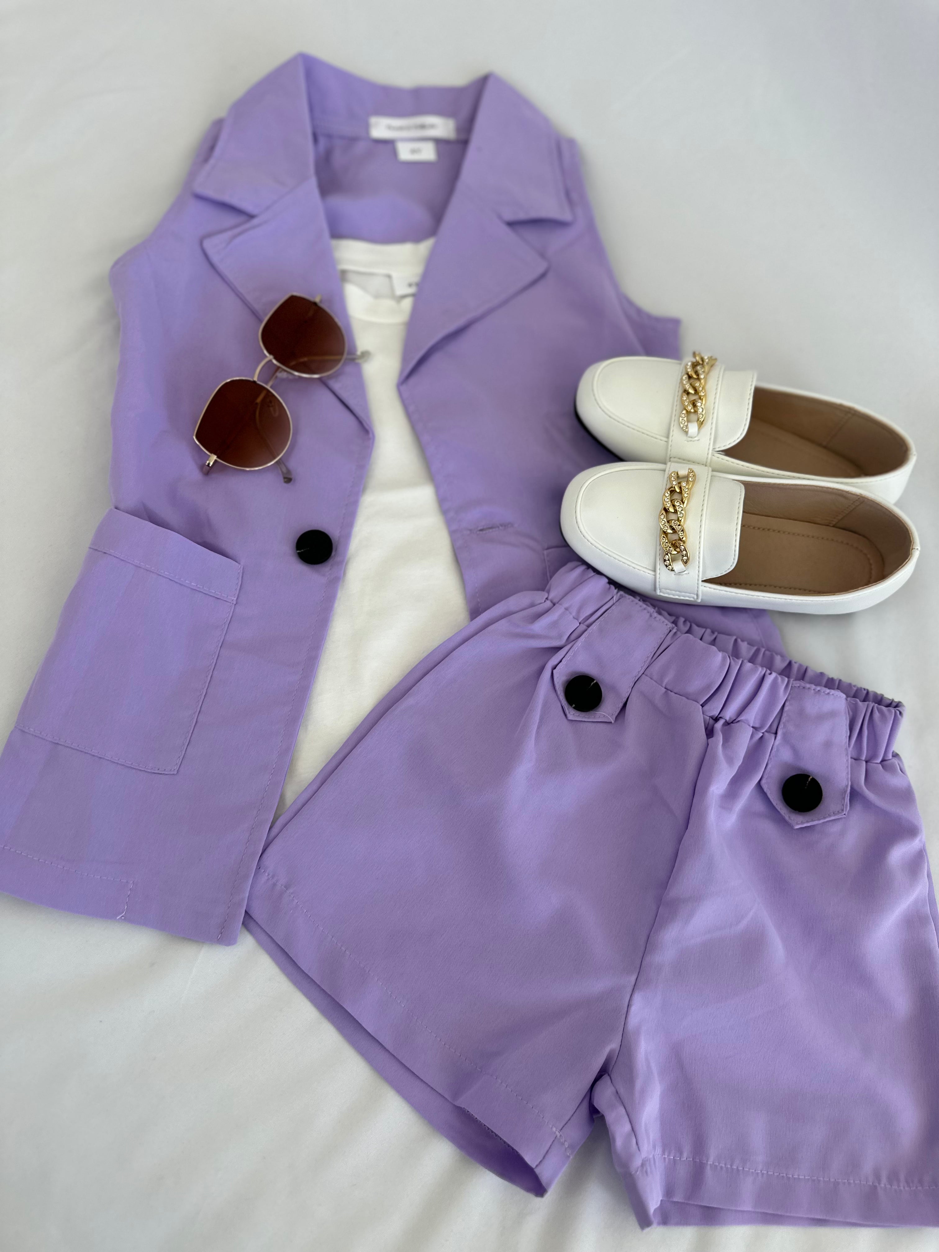 Purple boss babe blazer and shorts set ( tank not included) Pastels and Polkadots