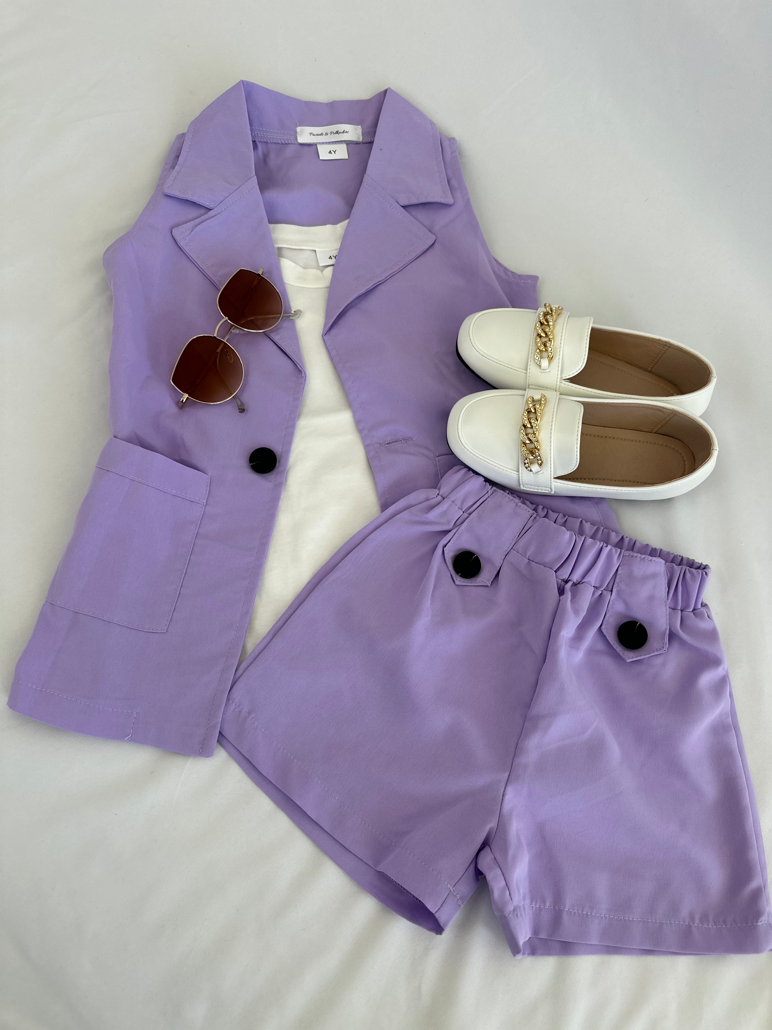 Purple boss babe blazer and shorts set ( tank not included) Pastels and Polkadots
