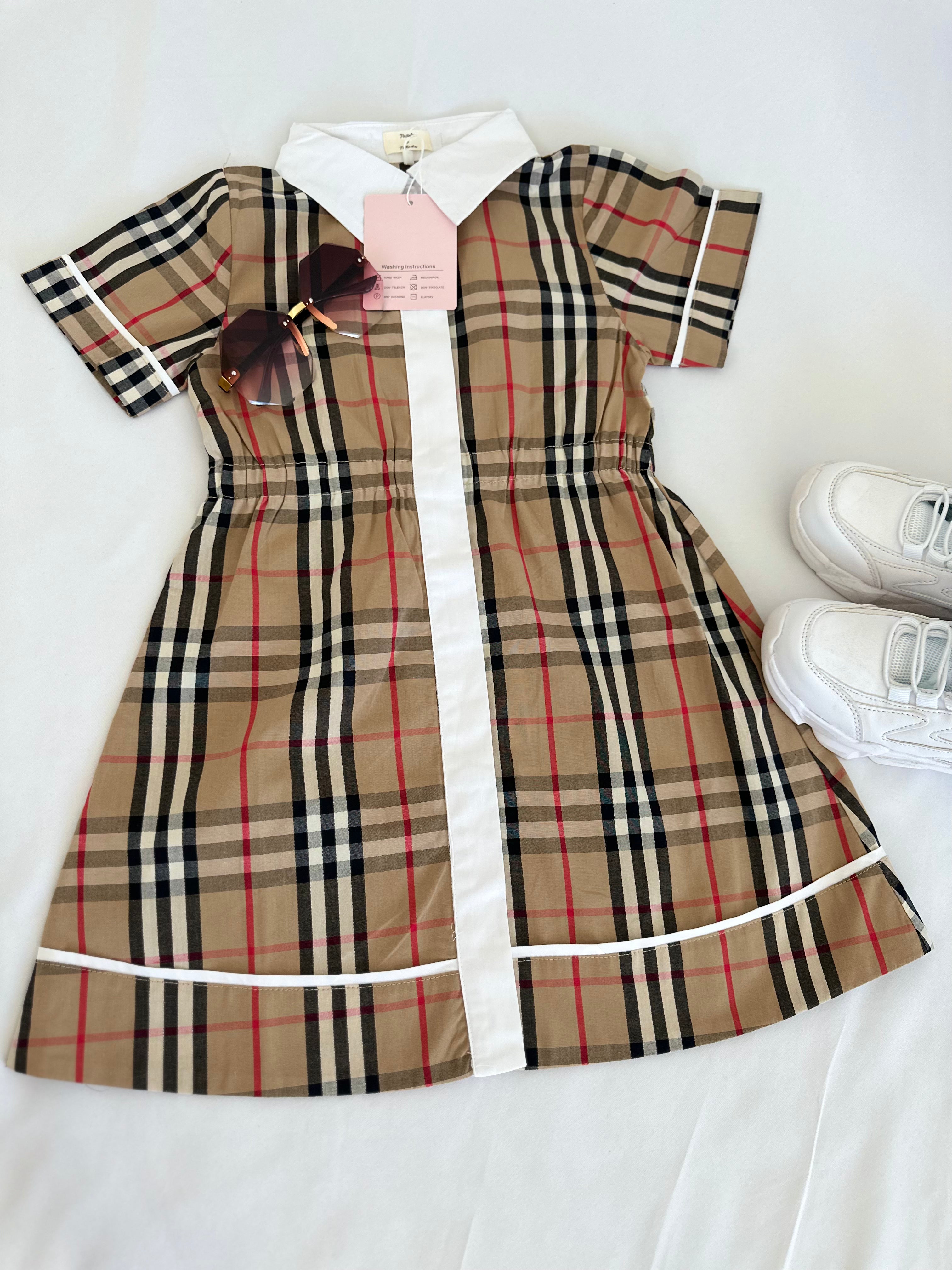 Designer inspired plaid pure cotton dress Pastels and Polkadots