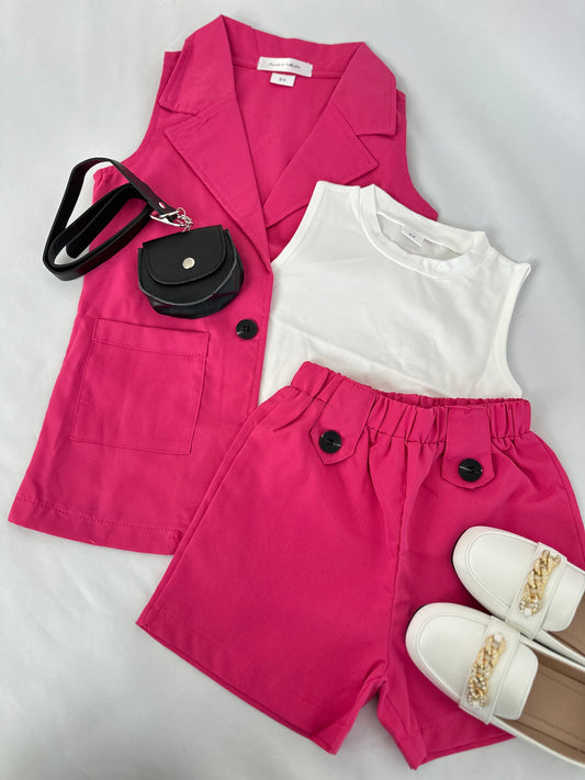 Pink boss babe blazer and short set (tank not included)