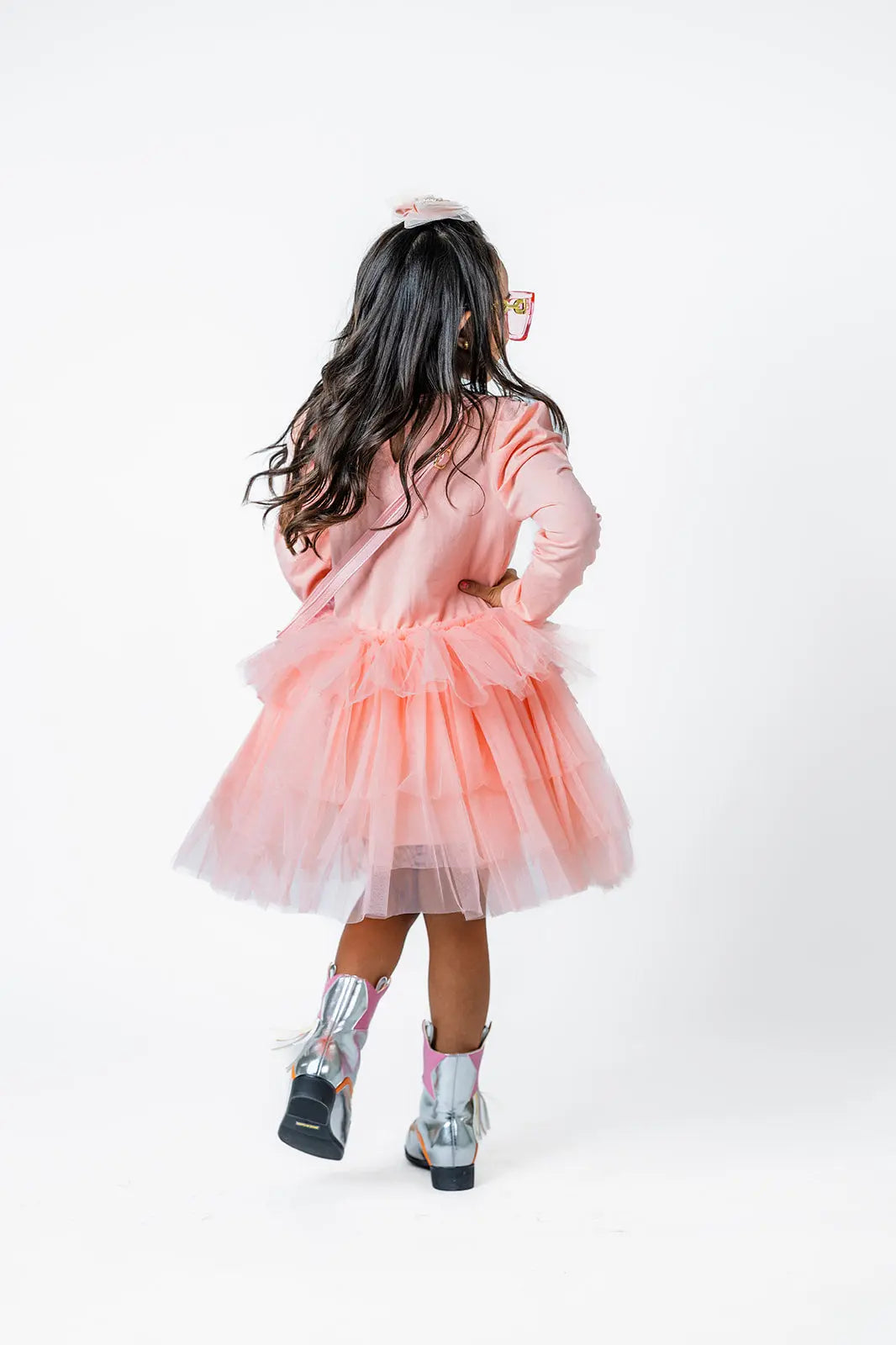 Peach Tulle Dress for Girls – Twirl-Worthy Party Dress with Full Sleeve Top (Sizes 2-12) Pastels and Polkadots