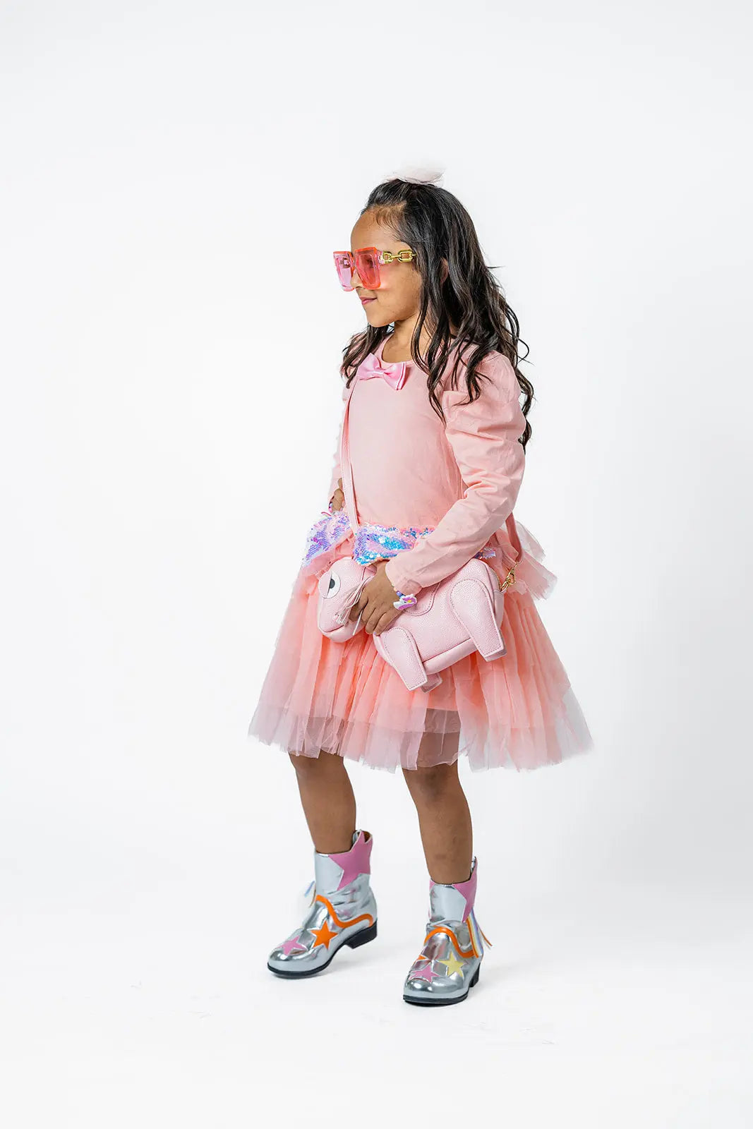 Peach Tulle Dress for Girls – Twirl-Worthy Party Dress with Full Sleeve Top (Sizes 2-12) Pastels and Polkadots