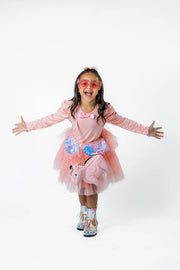 Peach Tulle Dress for Girls – Twirl-Worthy Party Dress with Full Sleeve Top (Sizes 2-12) Pastels and Polkadots