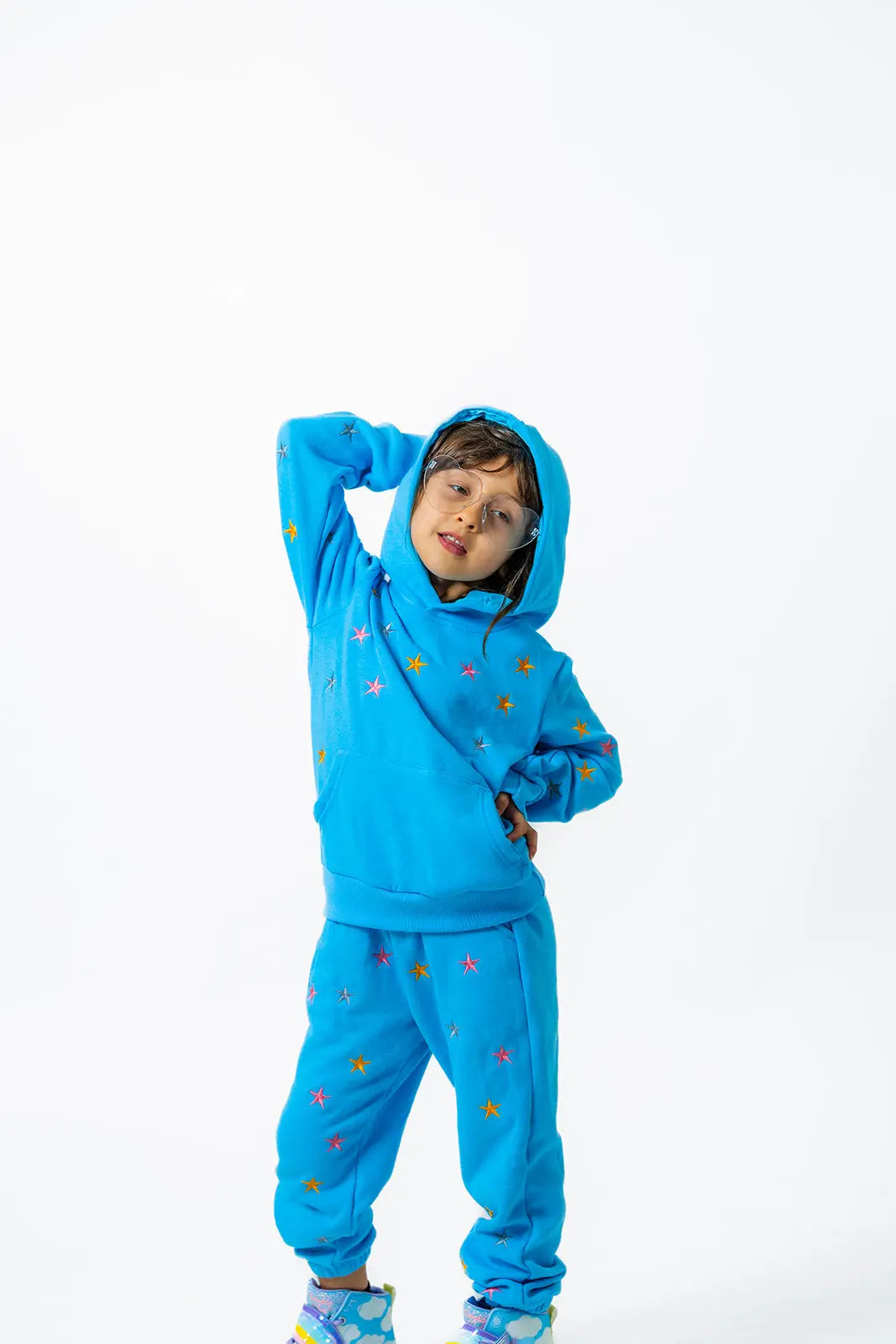 Cozy Star Print Fleece-Lined Hoodie Set for Kids (Ages 2-12) Pastels and Polkadots