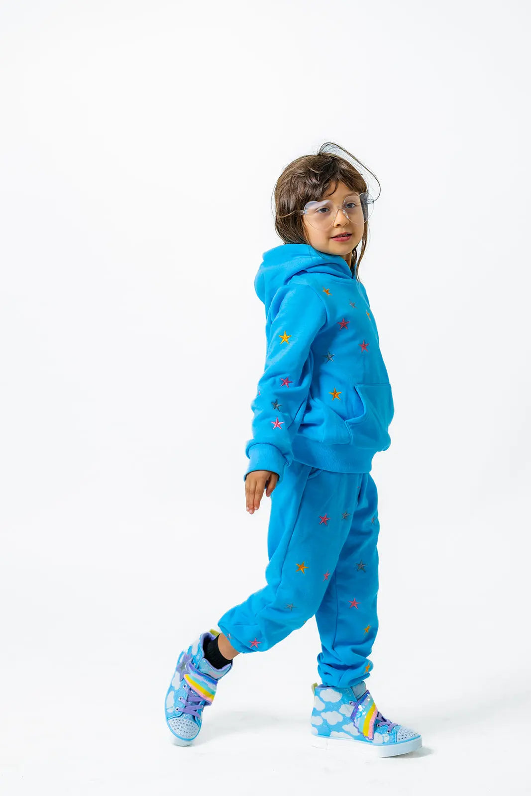 Cozy Star Print Fleece-Lined Hoodie Set for Kids (Ages 2-12) Pastels and Polkadots