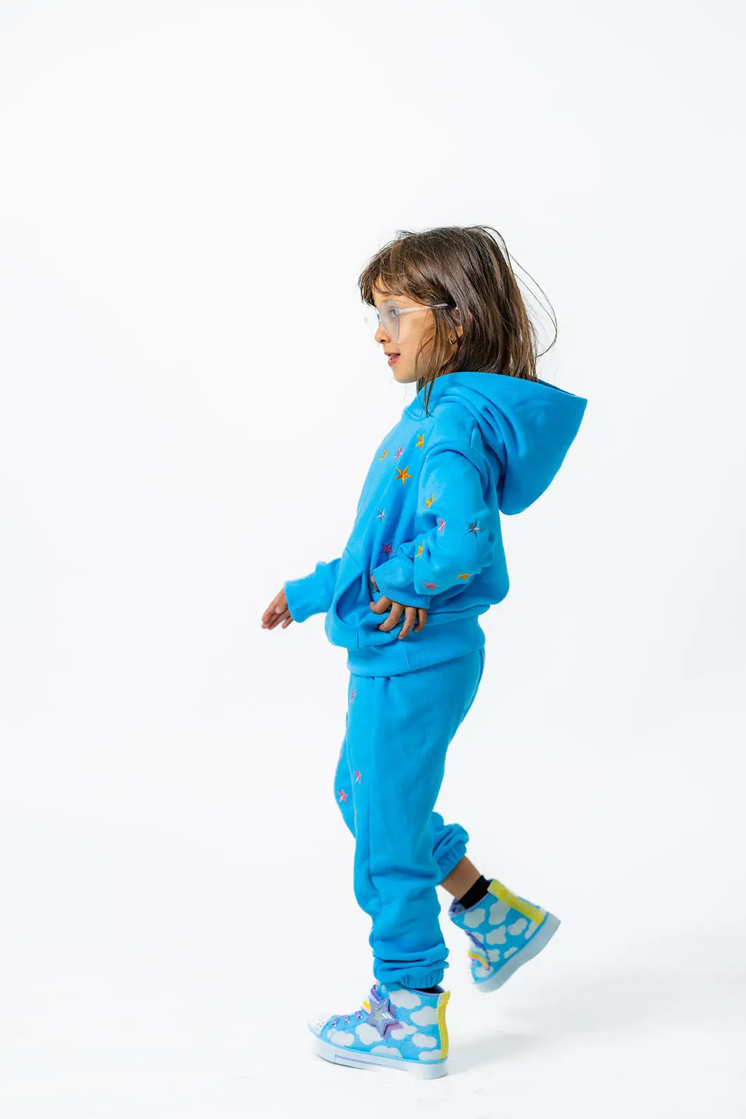 Cozy Star Print Fleece-Lined Hoodie Set for Kids (Ages 2-12) Pastels and Polkadots