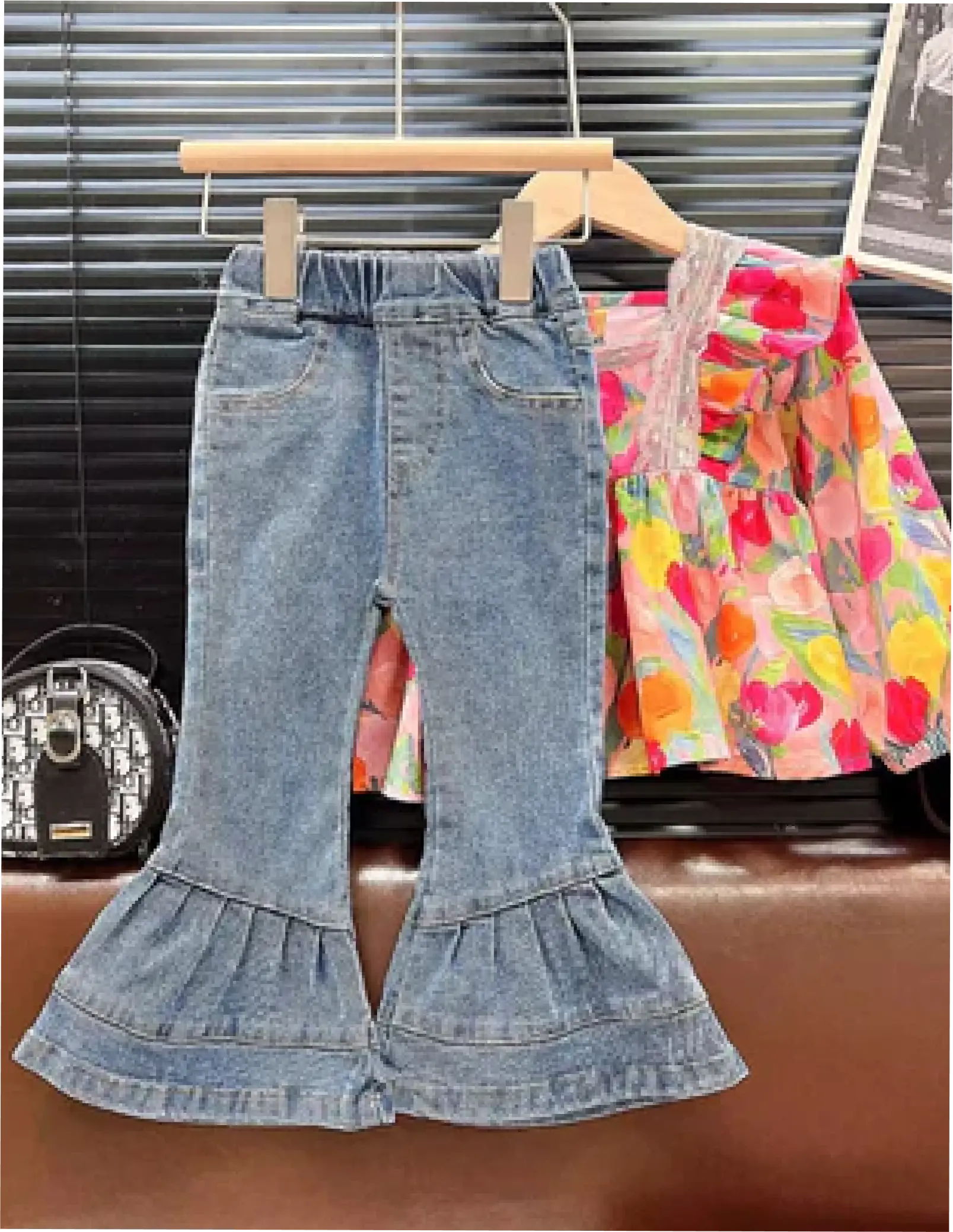 Bell Bottom Jeans Outfit Set Pastels and Polkadots