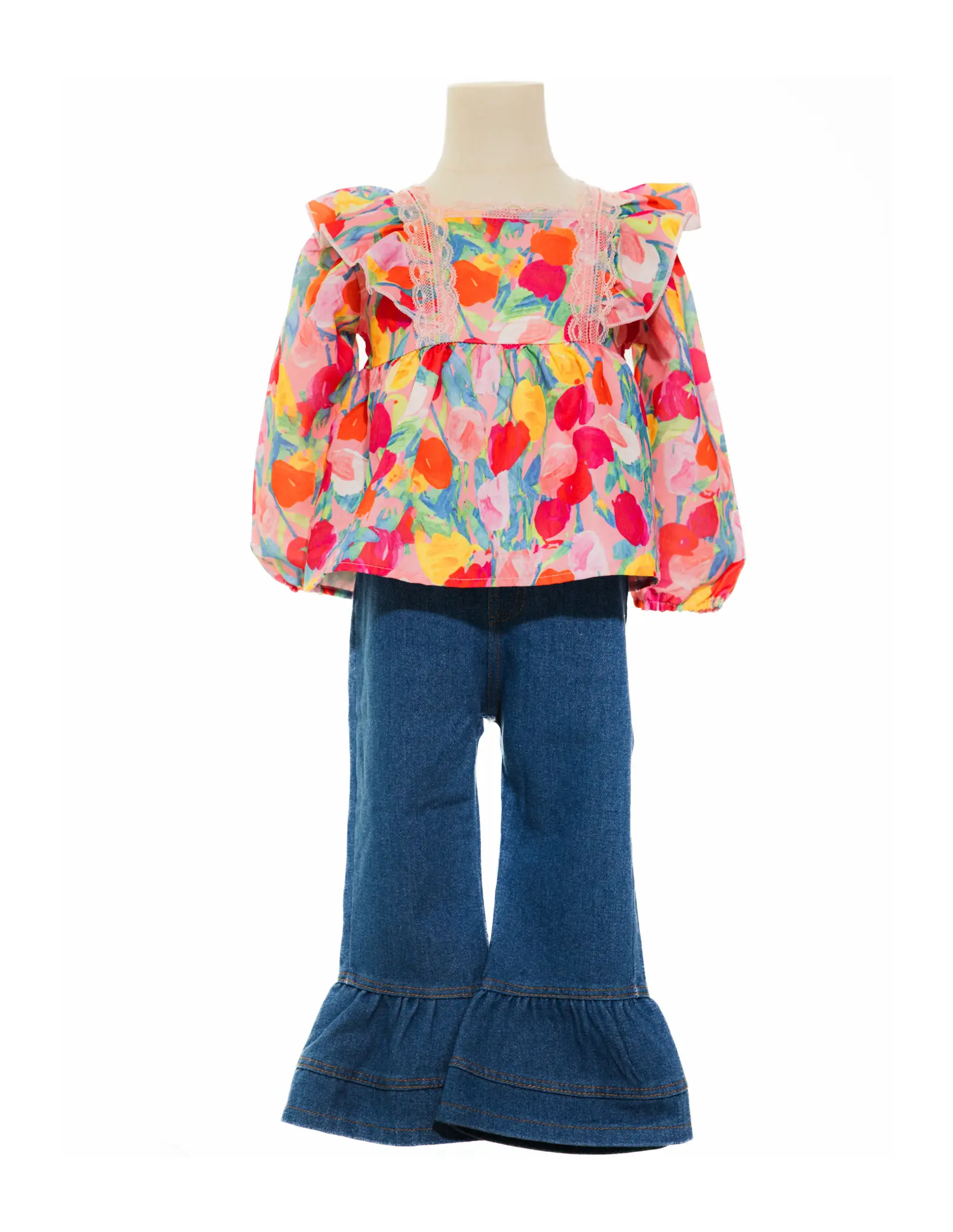 Bell Bottom Jeans Outfit Set Pastels and Polkadots