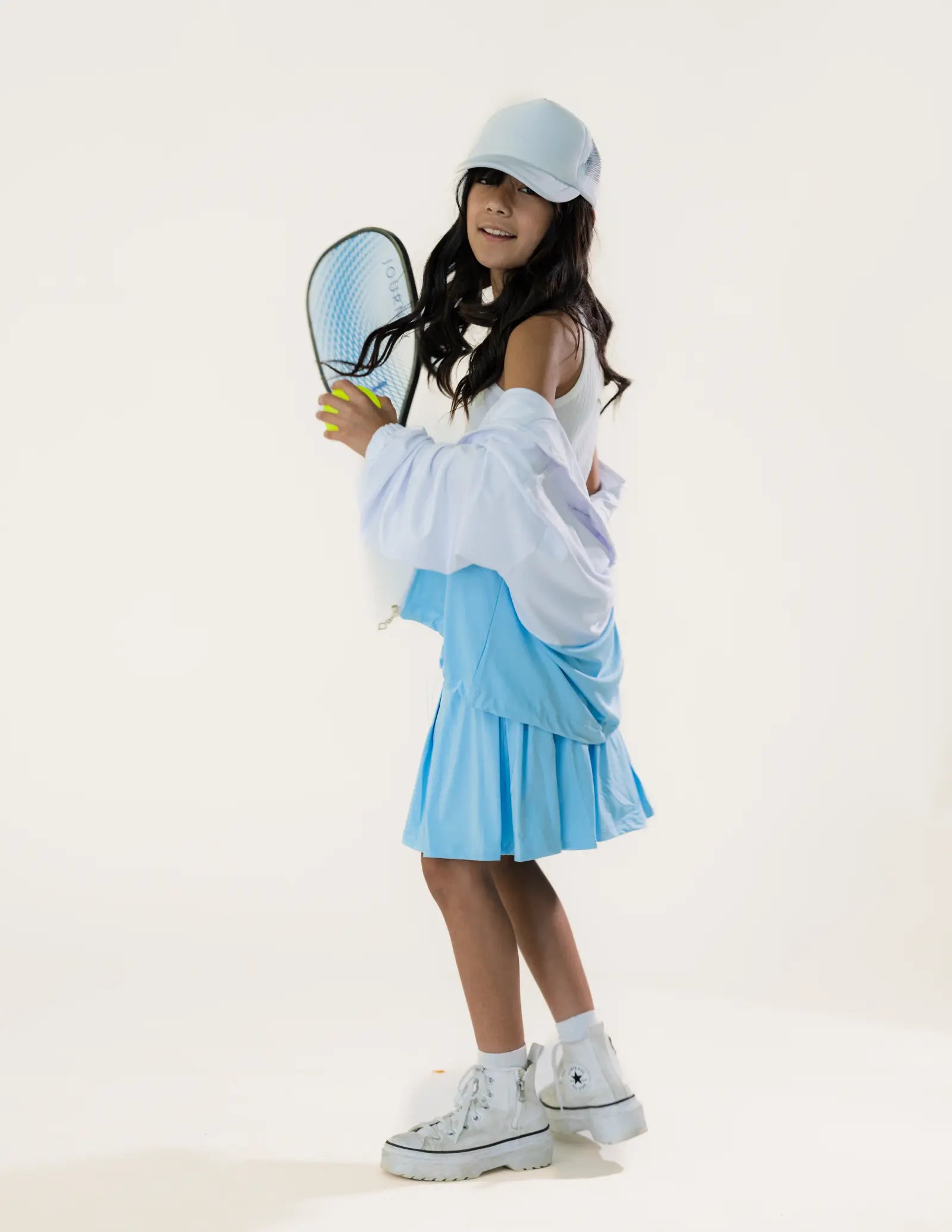 Sky Blue Zip-Up Sports Jacket Pastels and Polkadots