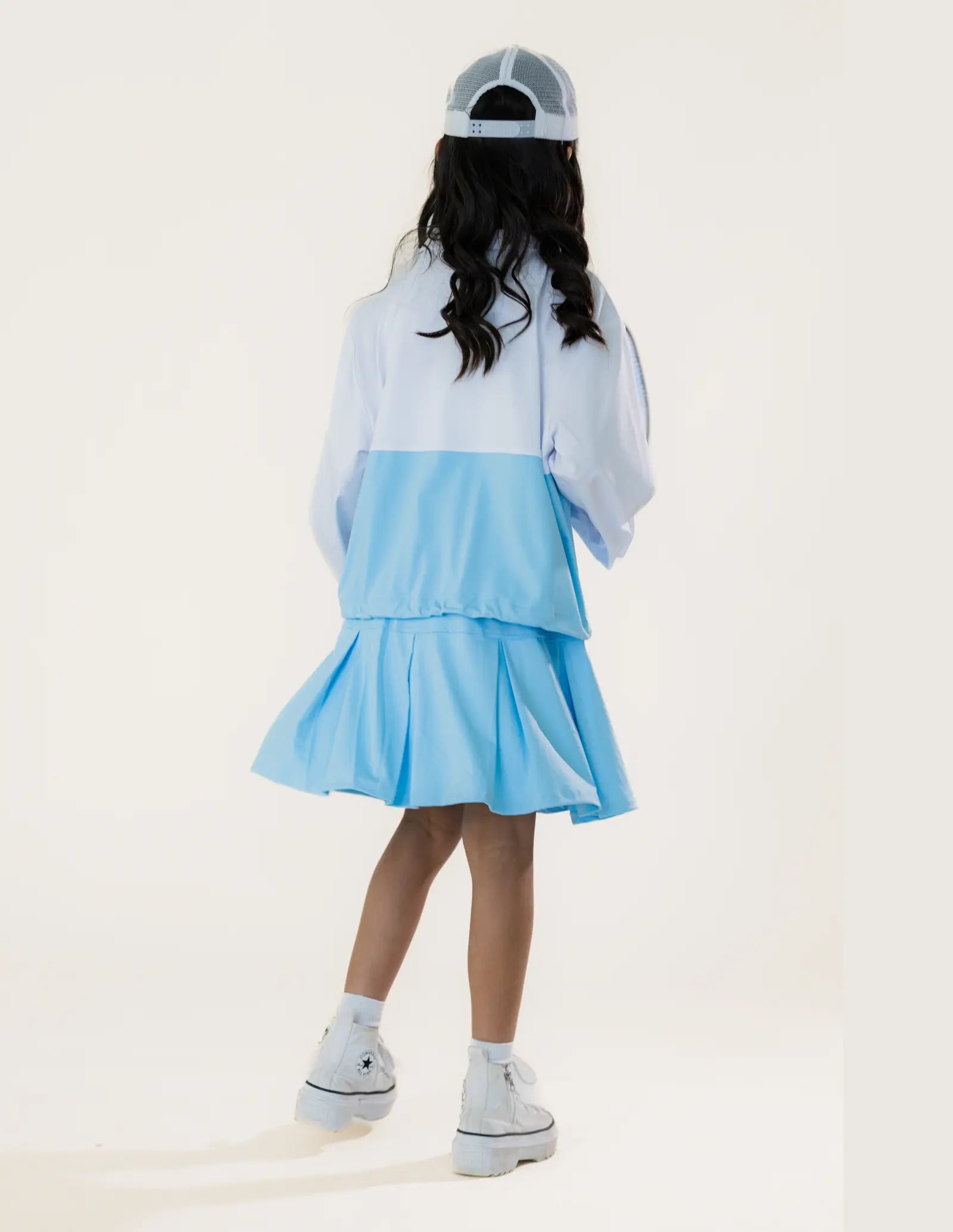Sky Blue Pleated Tennis Skirt Pastels and Polkadots