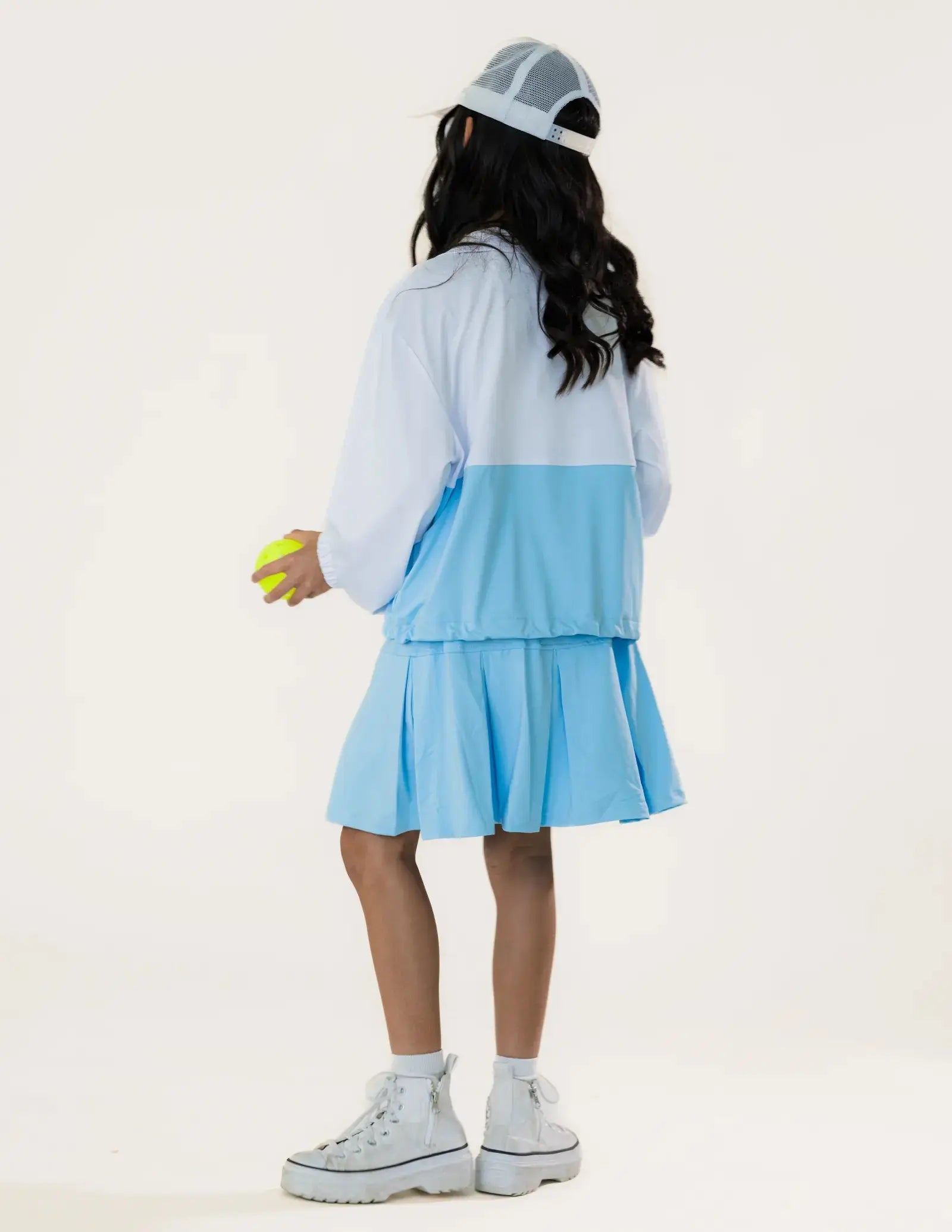 Sky Blue Zip-Up Sports Jacket Pastels and Polkadots