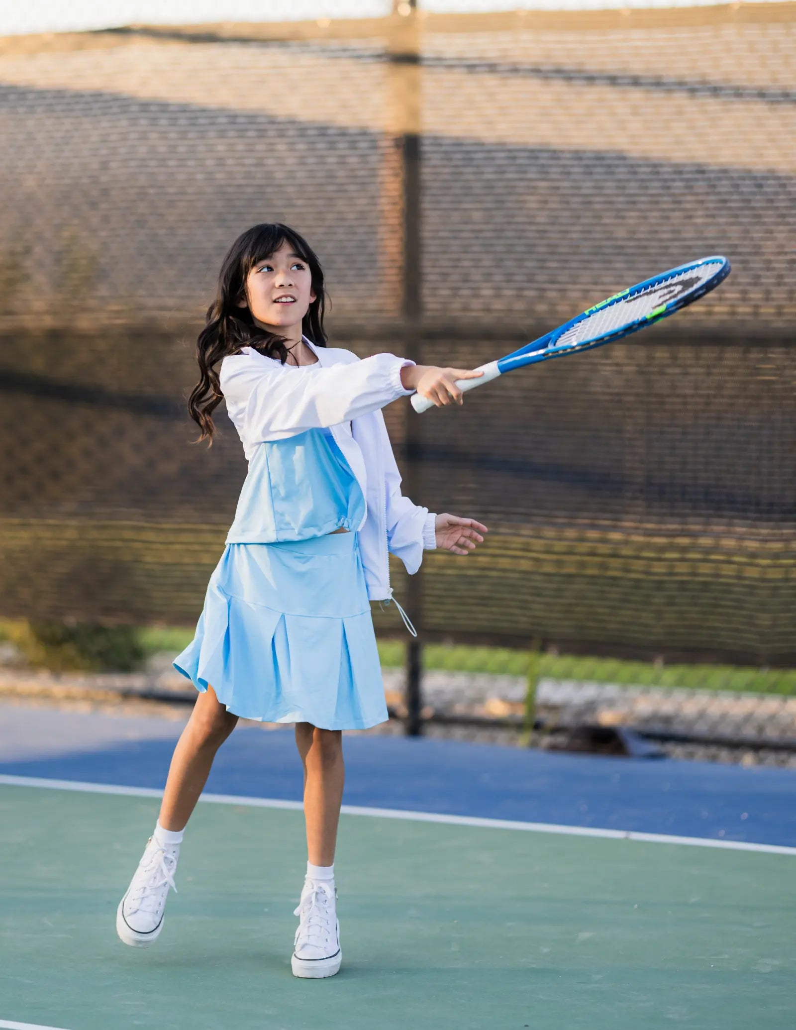 Sky Blue Zip-Up Sports Jacket Pastels and Polkadots