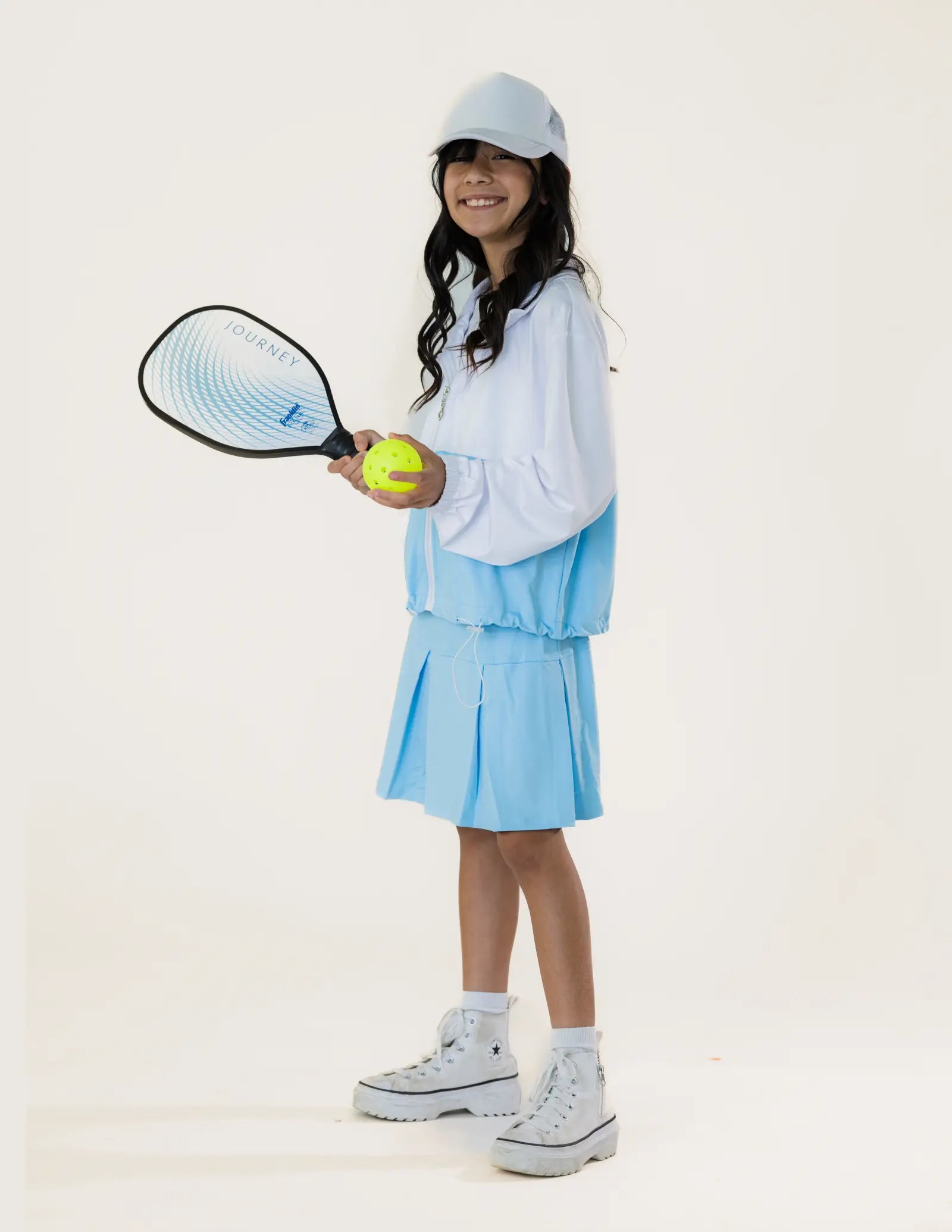 Sky Blue Pleated Tennis Skirt Pastels and Polkadots