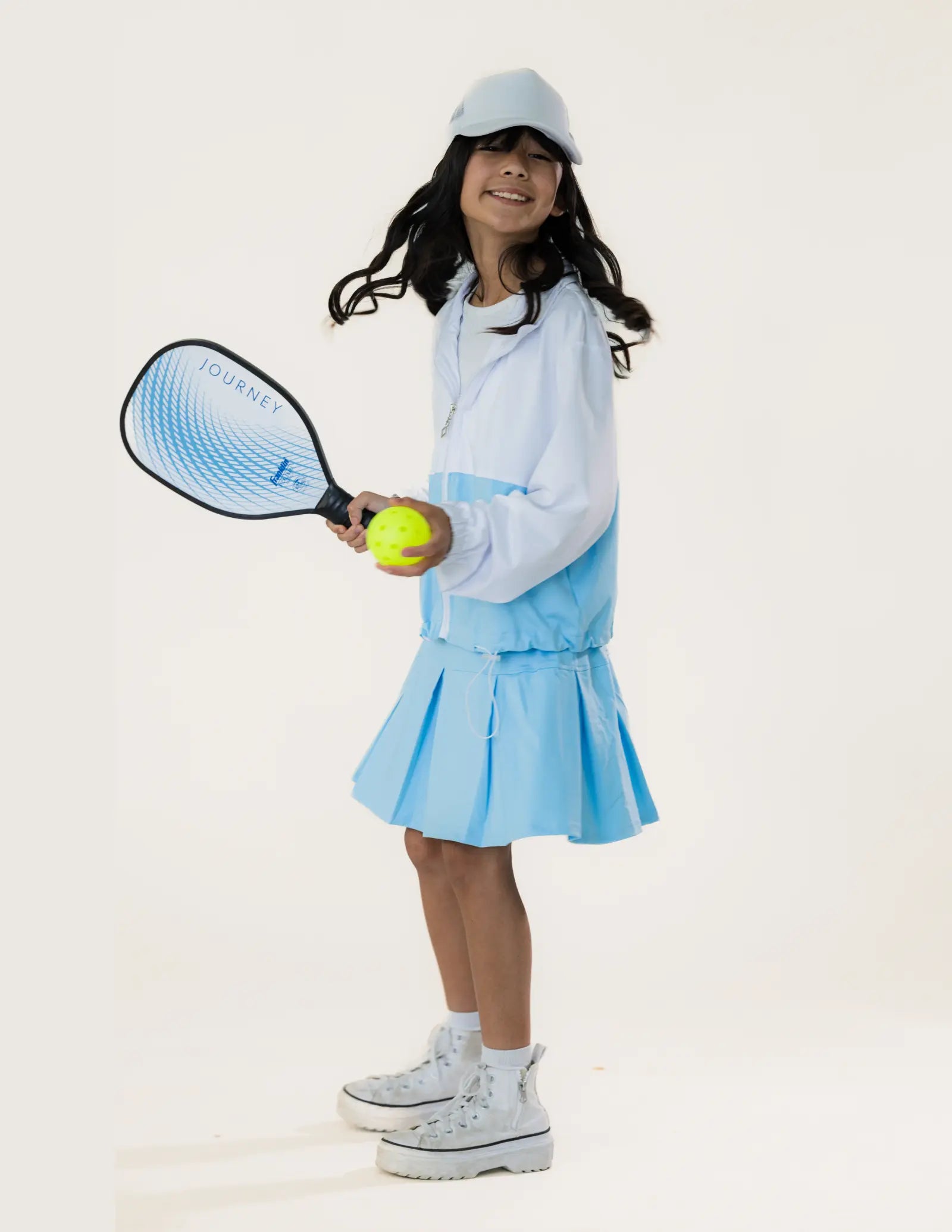 Sky Blue Pleated Tennis Skirt Pastels and Polkadots