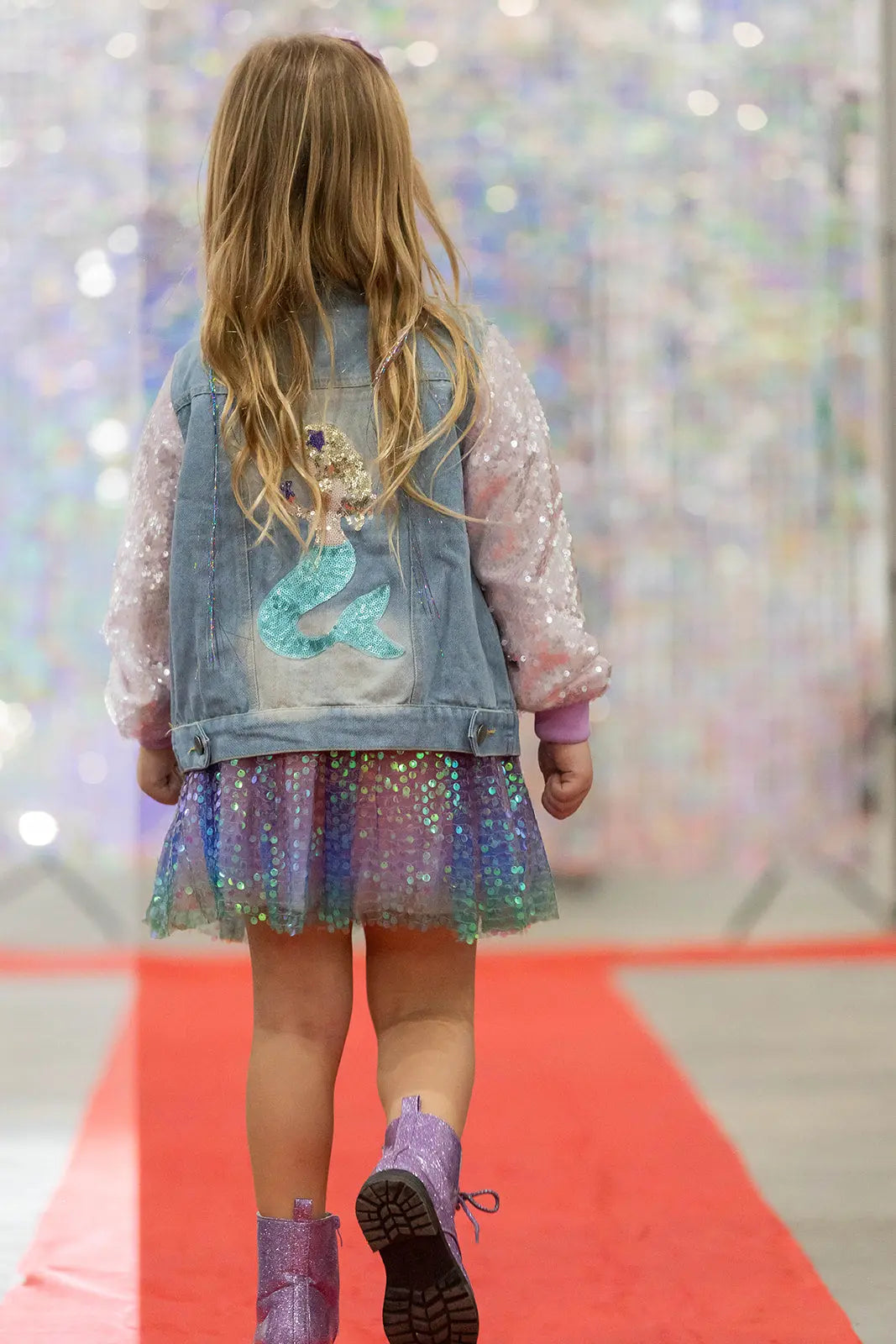 Enchanting Seascape Denim jacket Pastels and Polkadots