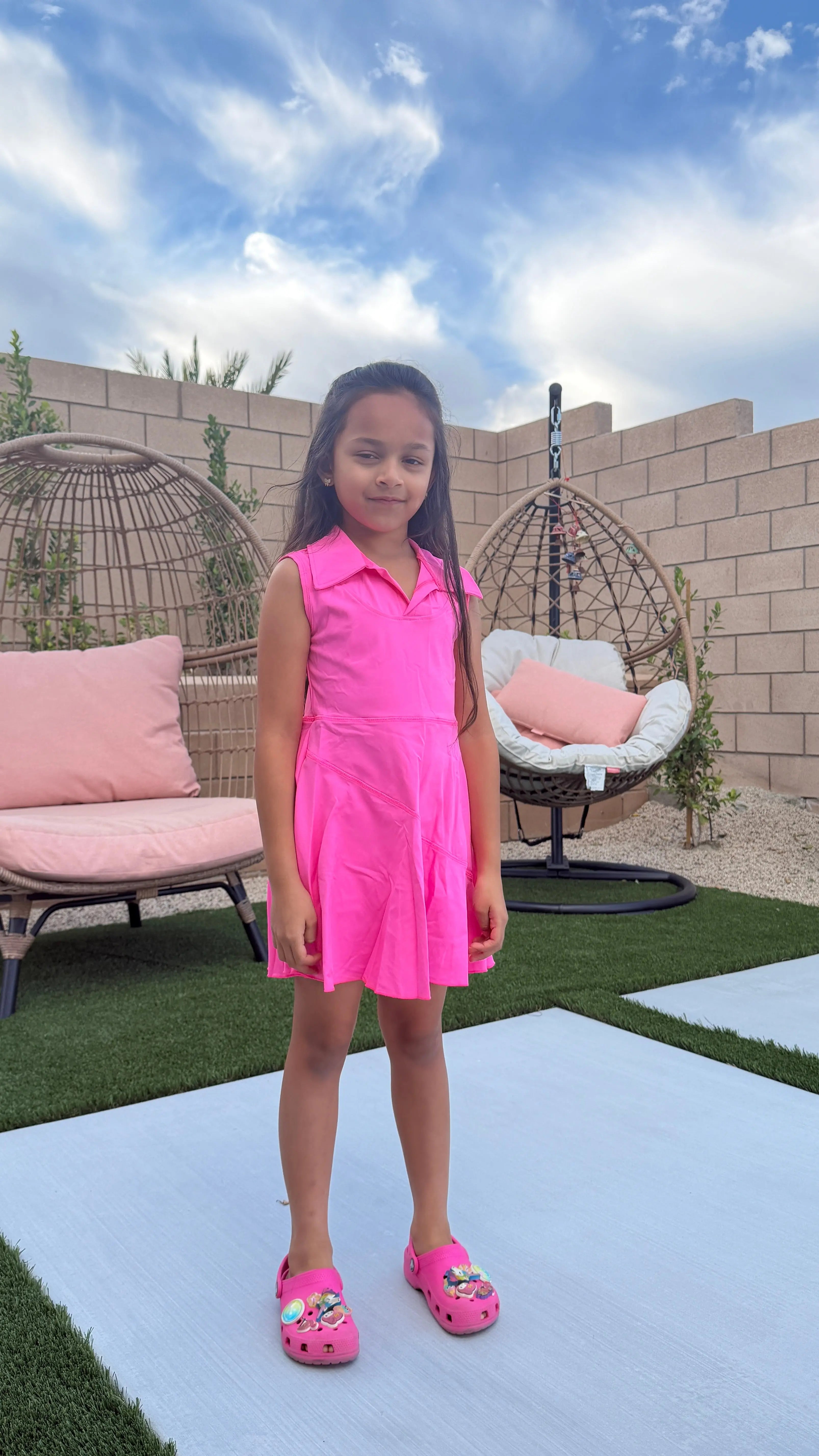 Girls Active Tennis Dress – Hot Pink Sports Dress