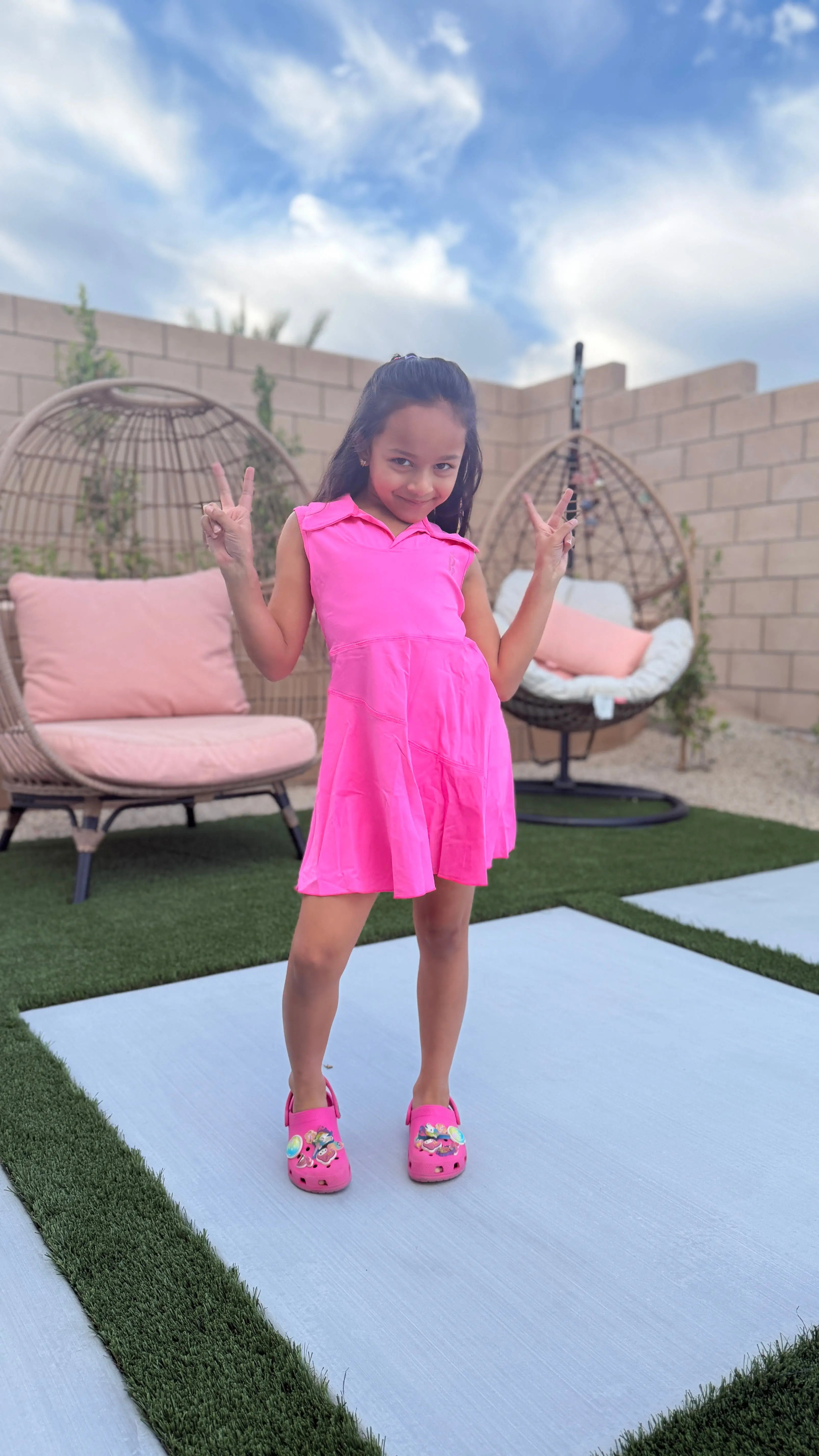 Girls Active Tennis Dress – Hot Pink Sports Dress