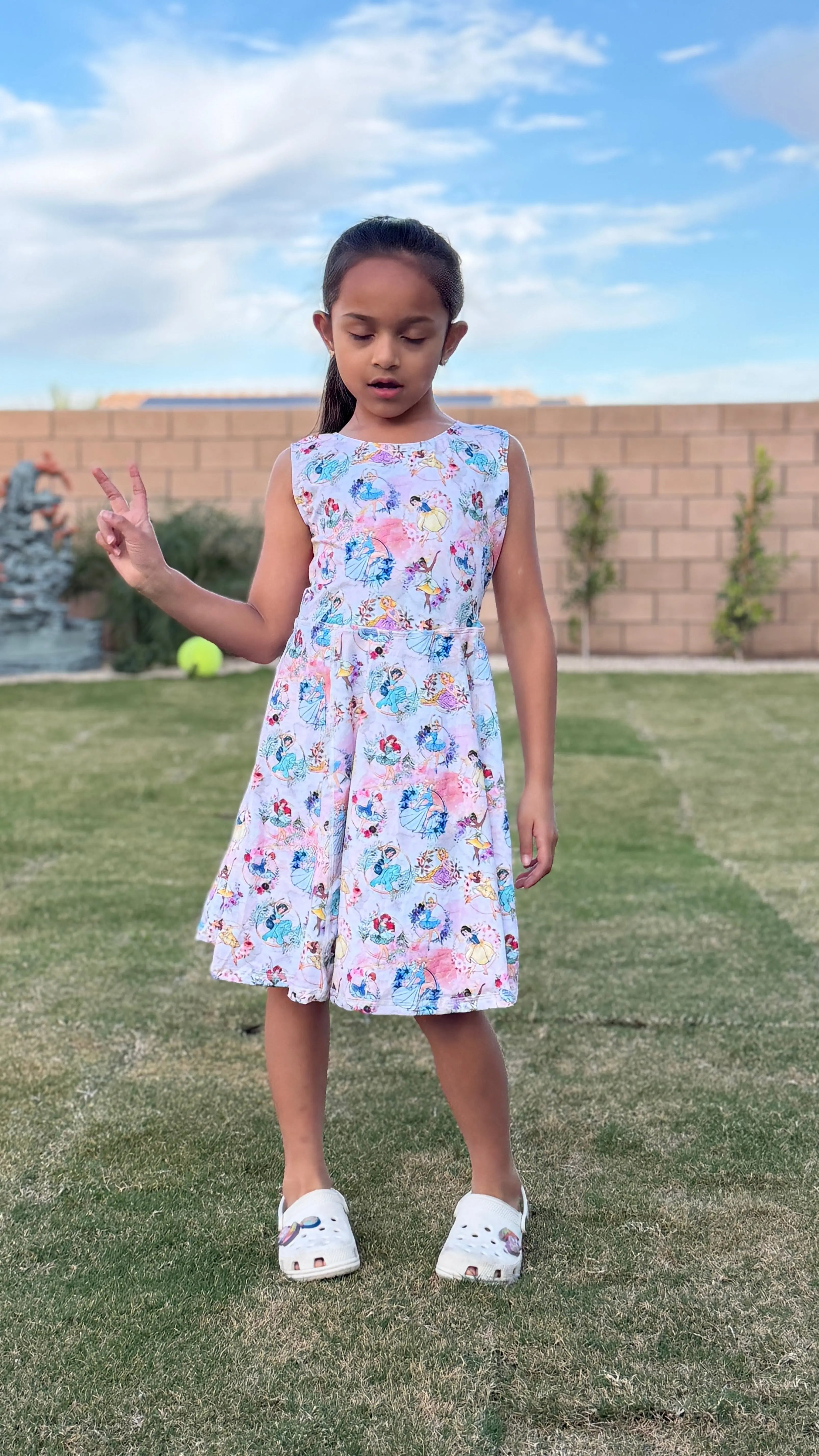 Girls Active Dress with Built-in Shorts & Pocket – Princess Print