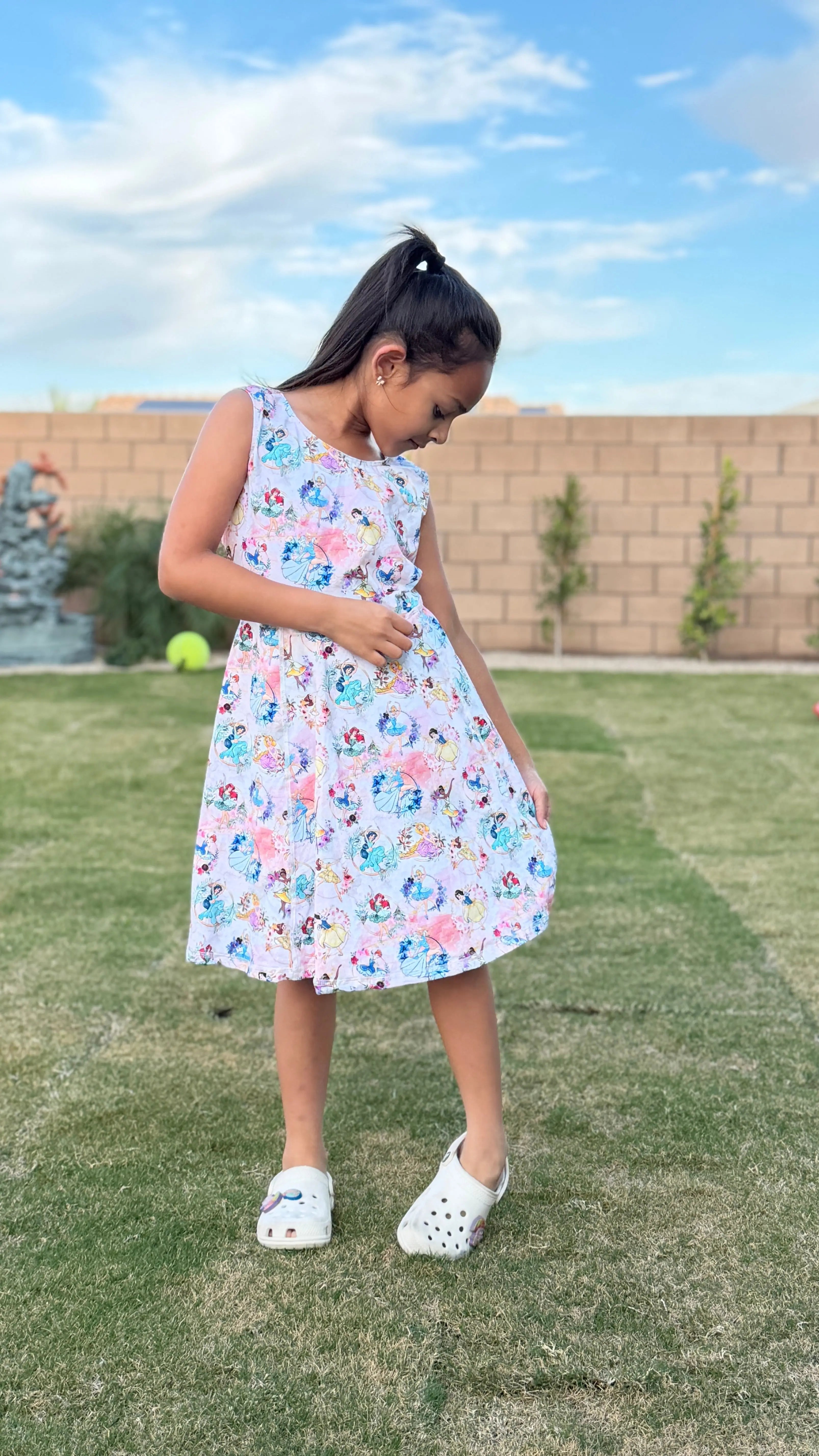 Girls Active Dress with Built-in Shorts & Pocket – Princess Print