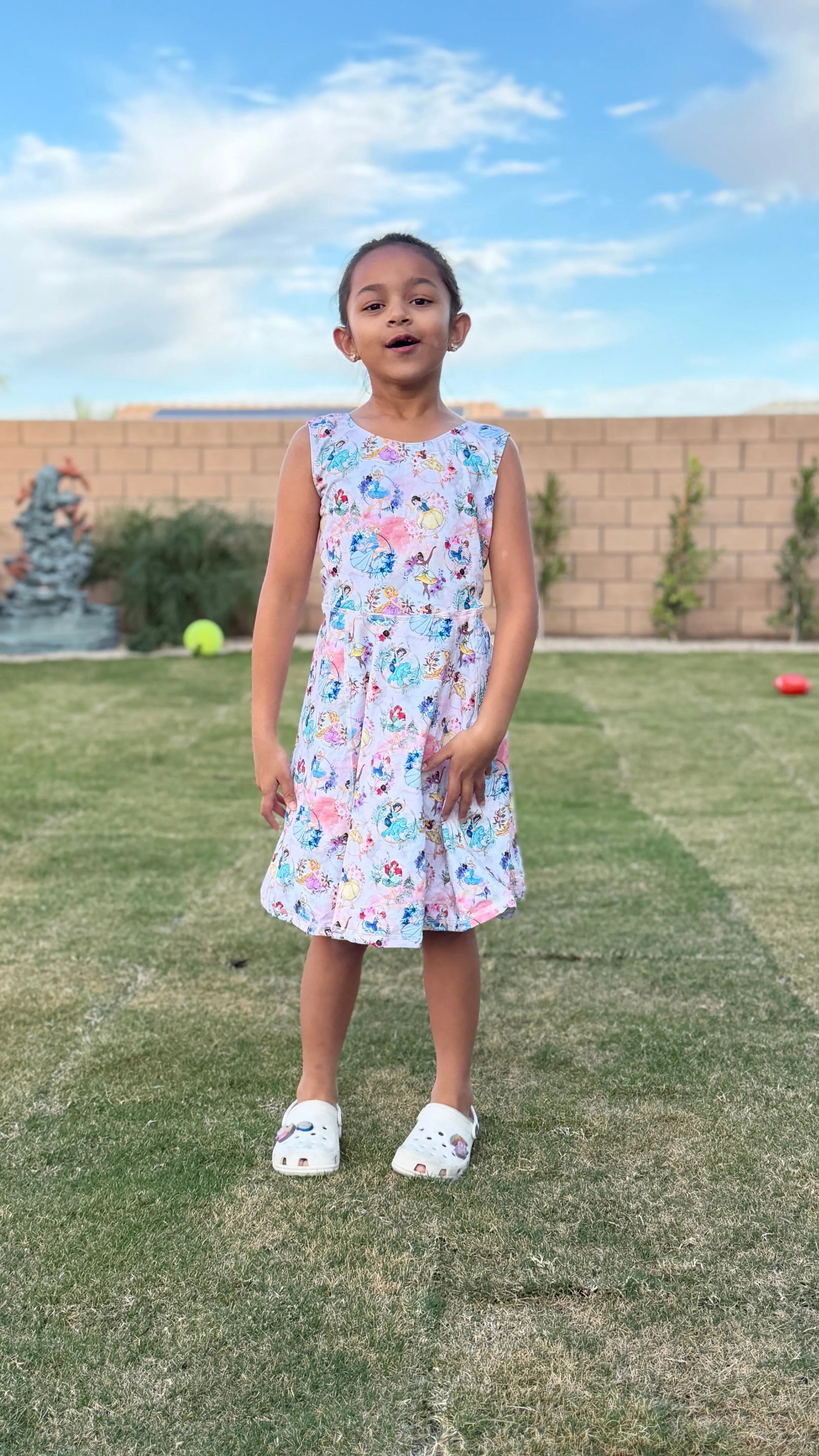 Girls Active Dress with Built-in Shorts & Pocket – Princess Print