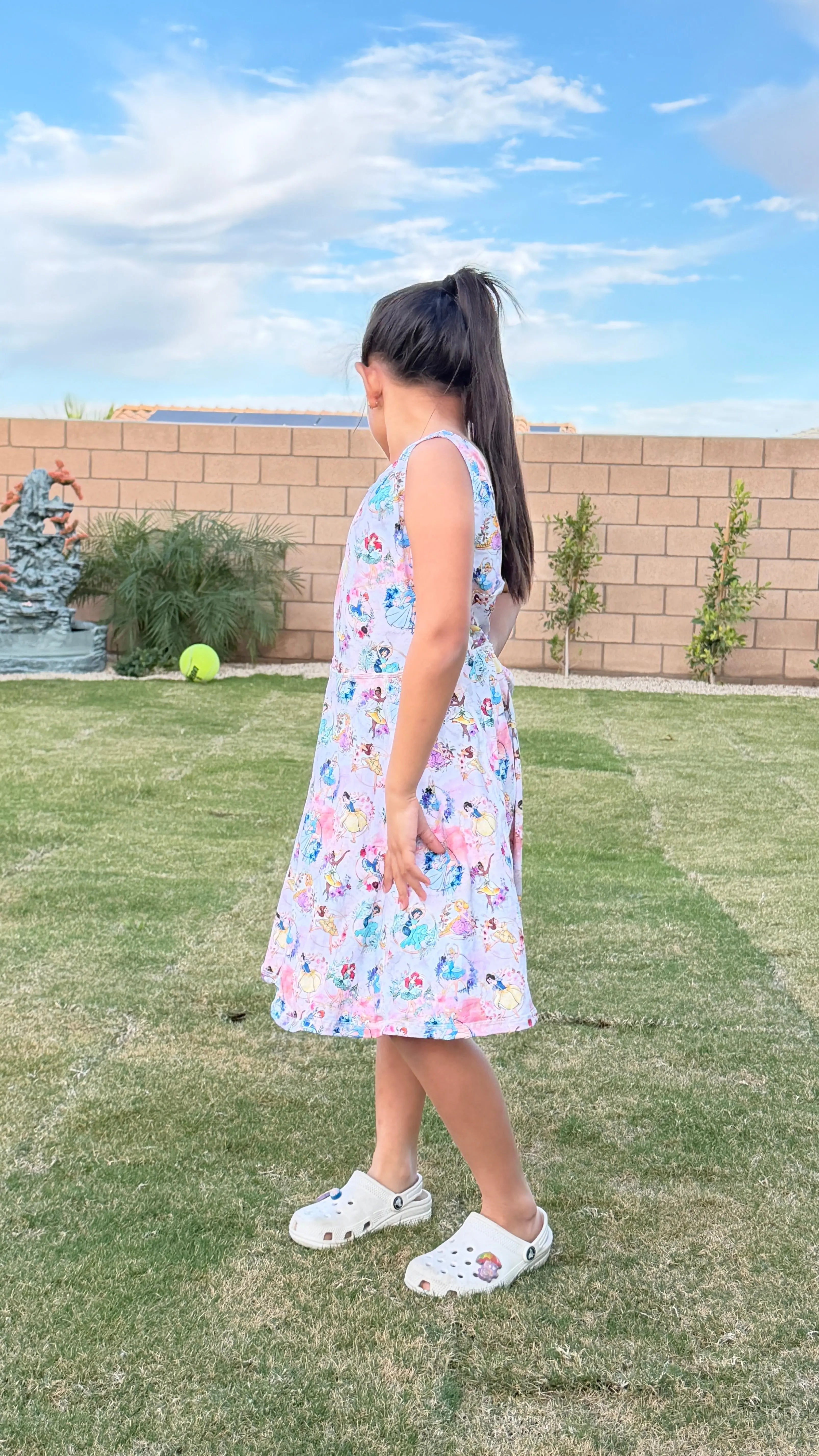 Girls Active Dress with Built-in Shorts & Pocket – Princess Print