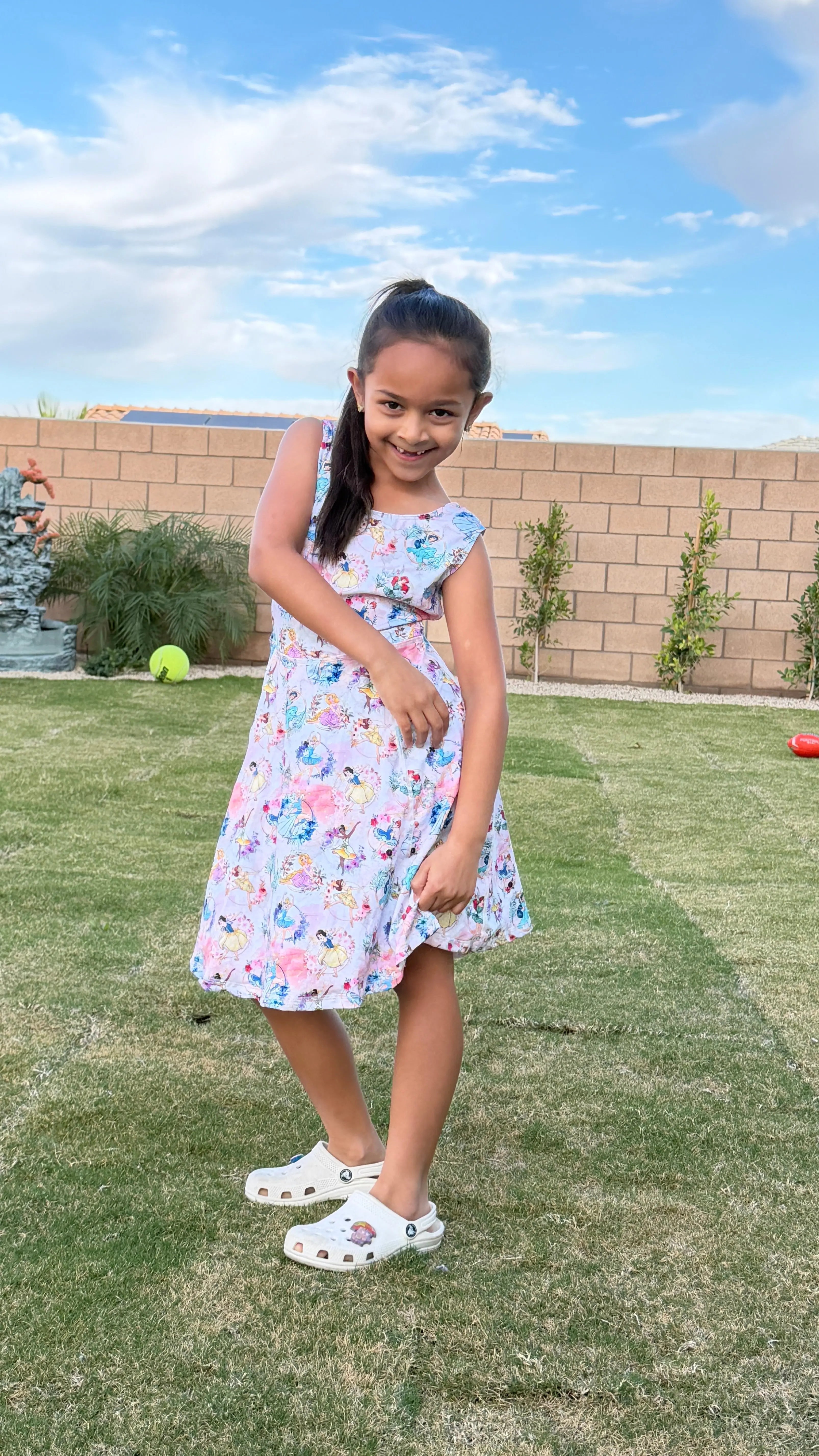 Girls Active Dress with Built-in Shorts & Pocket – Princess Print