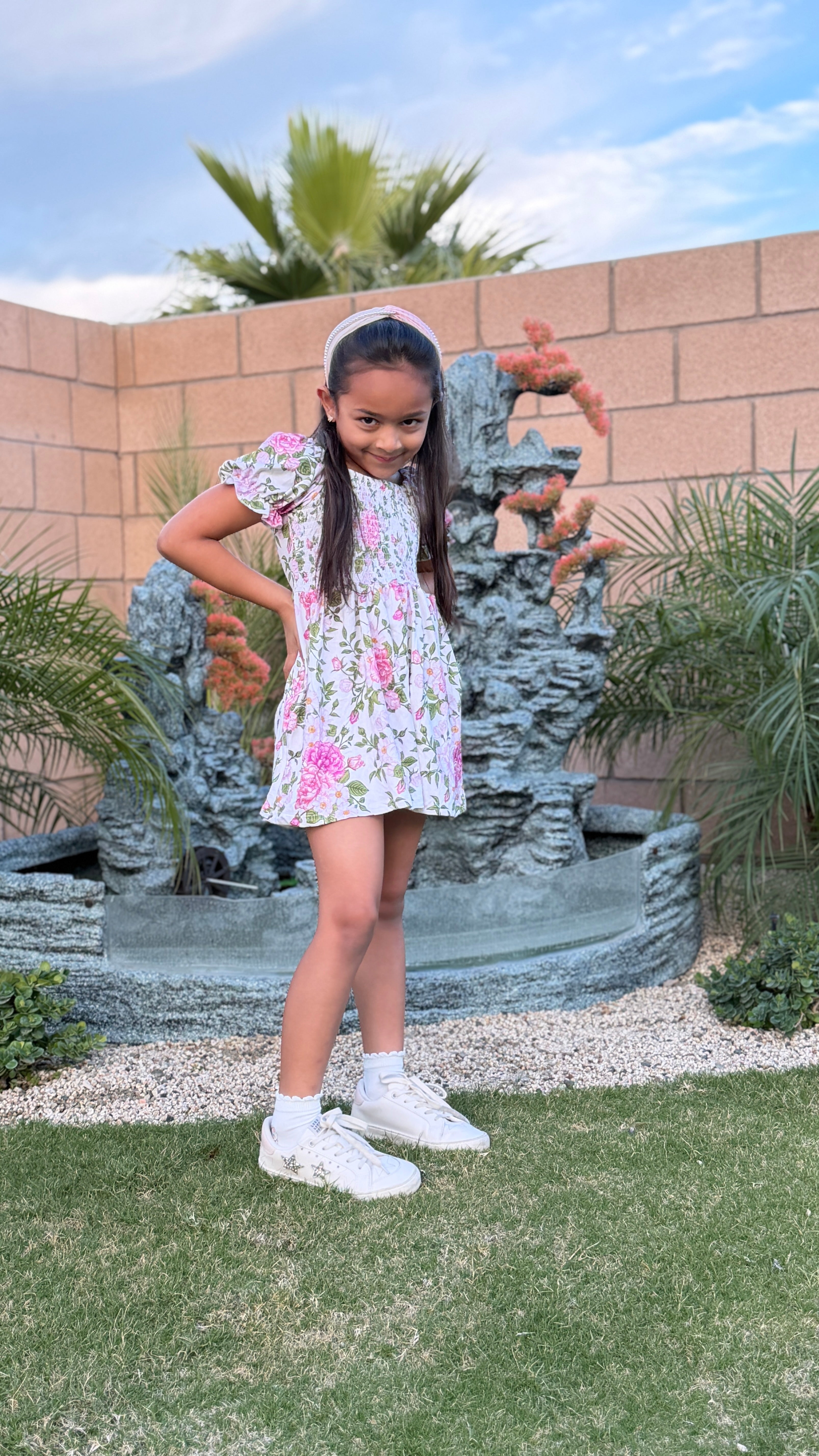 Girls Bubble Dress – Floral Garden Print