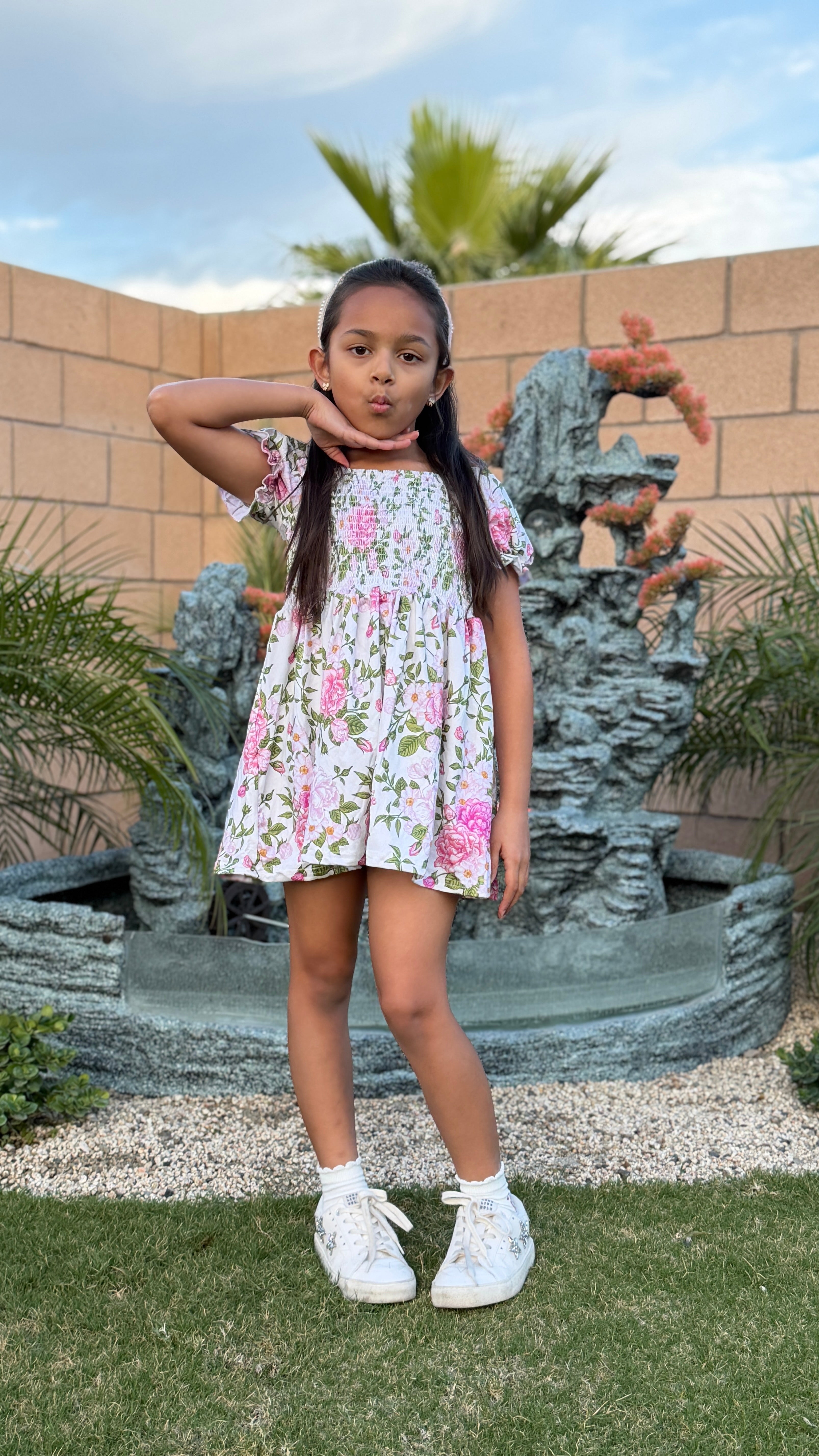 Girls Bubble Dress – Floral Garden Print