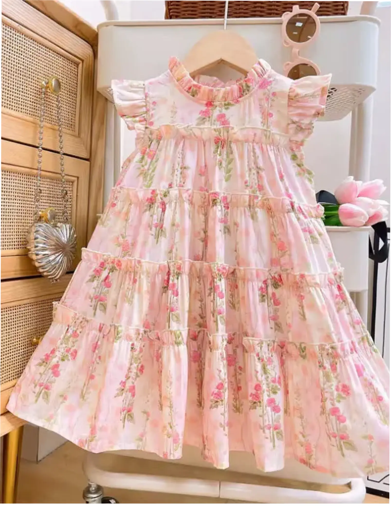 Pink Floral Dress Pastels and Polkadots