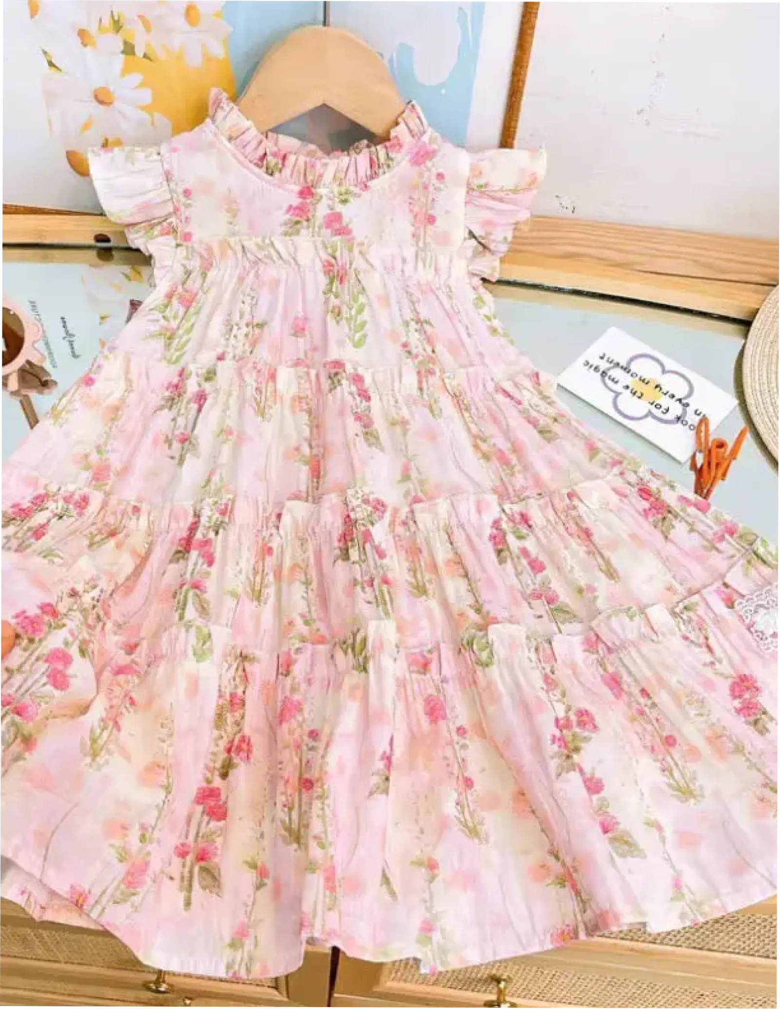 Pink Floral Dress Pastels and Polkadots