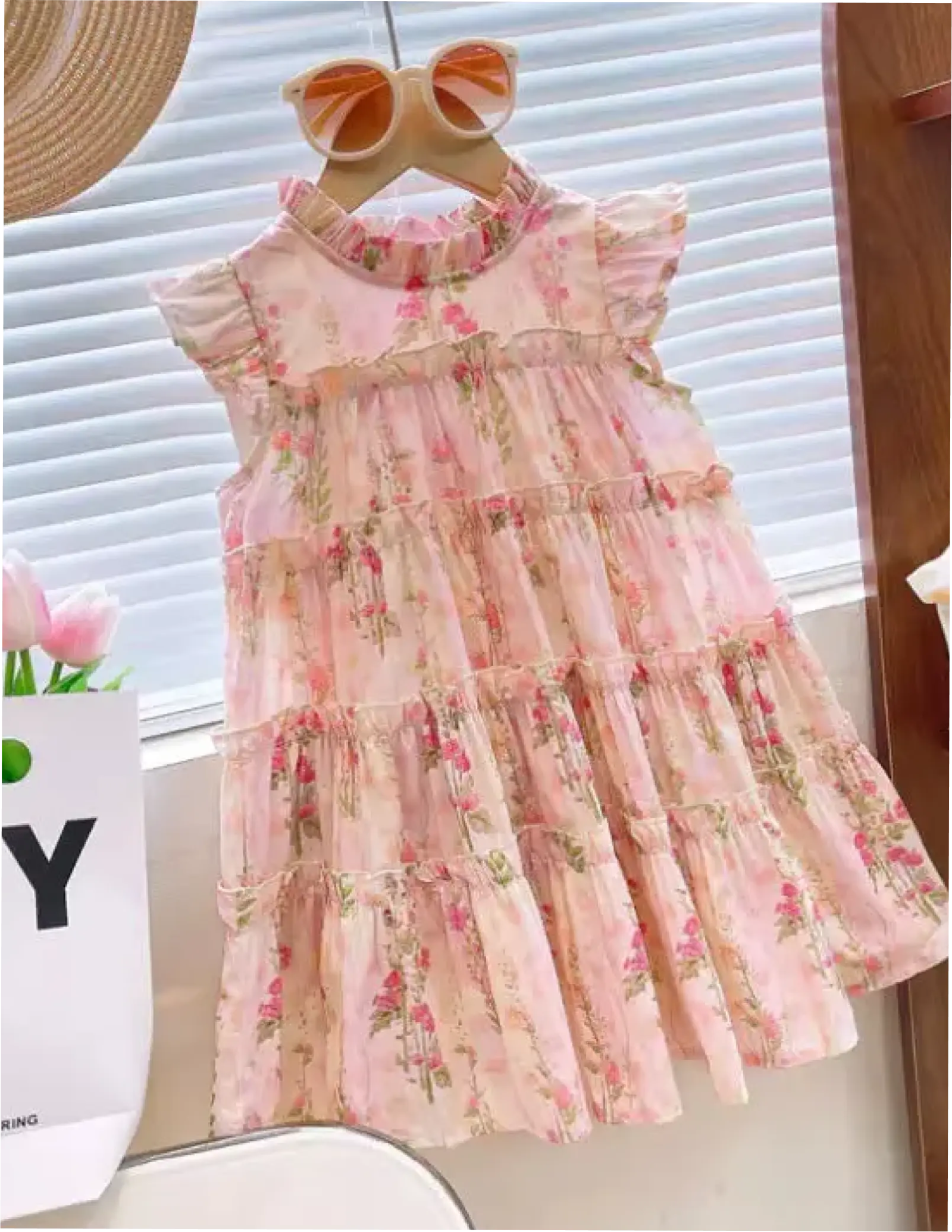 Pink Floral Dress Pastels and Polkadots