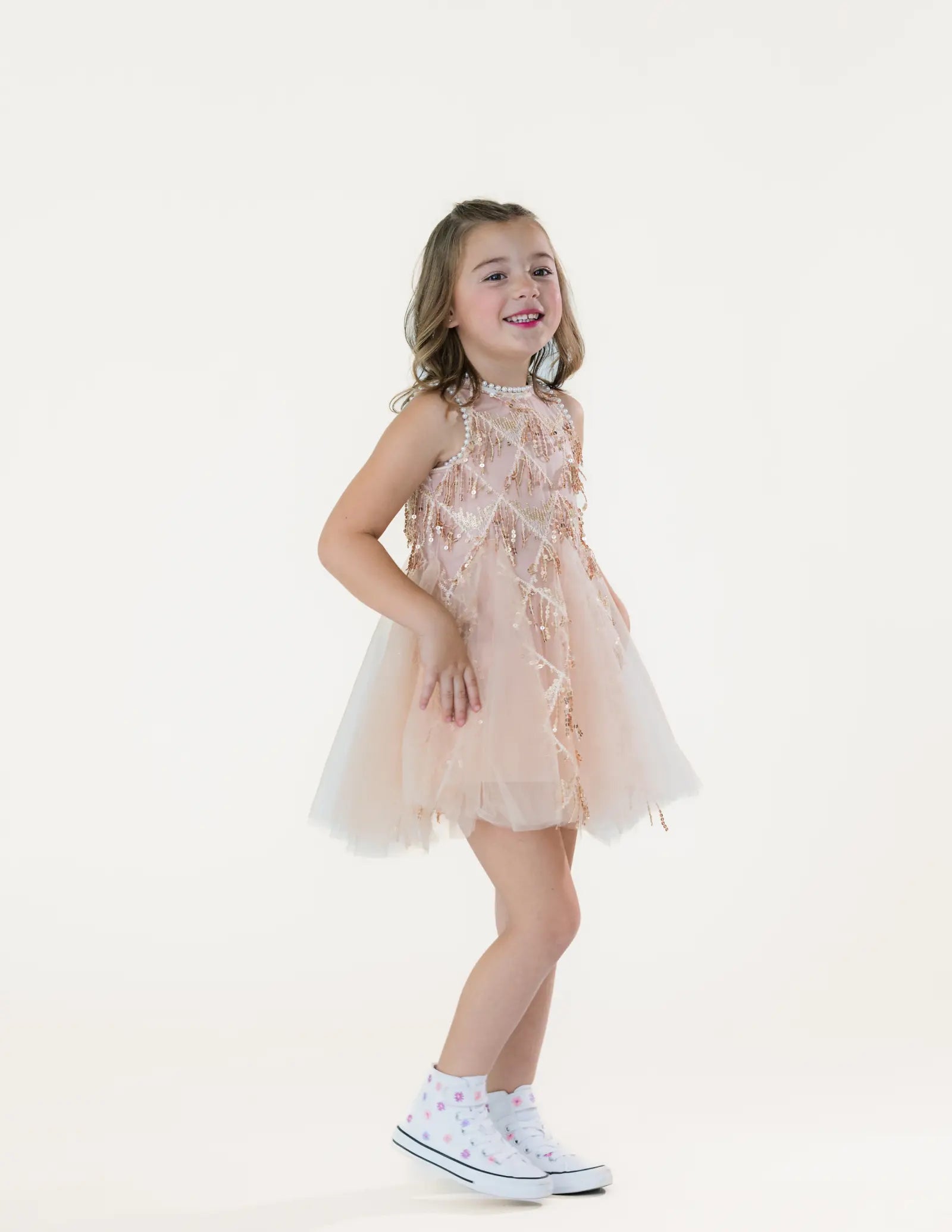 Pink Sequin Dress Pastels and Polkadots