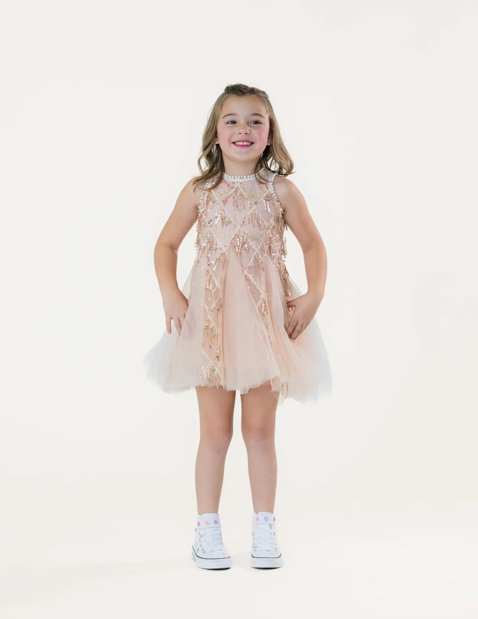 Pink Sequin Dress Pastels and Polkadots