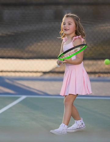 Pleated Pink Dress Pastels and Polkadots