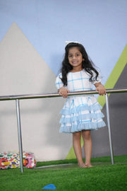 White & Blue Tulle Dress - Princess-Perfect Elegance Pastels and Polkadots