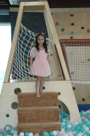 Peach Daisy Dress - Charming Floral Elegance Pastels and Polkadots