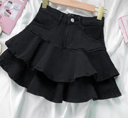 Ruffled skort  ( midi shorts ) black Pastels and Polkadots