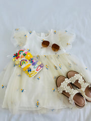 Beautiful net floral dress Pastels and Polkadots