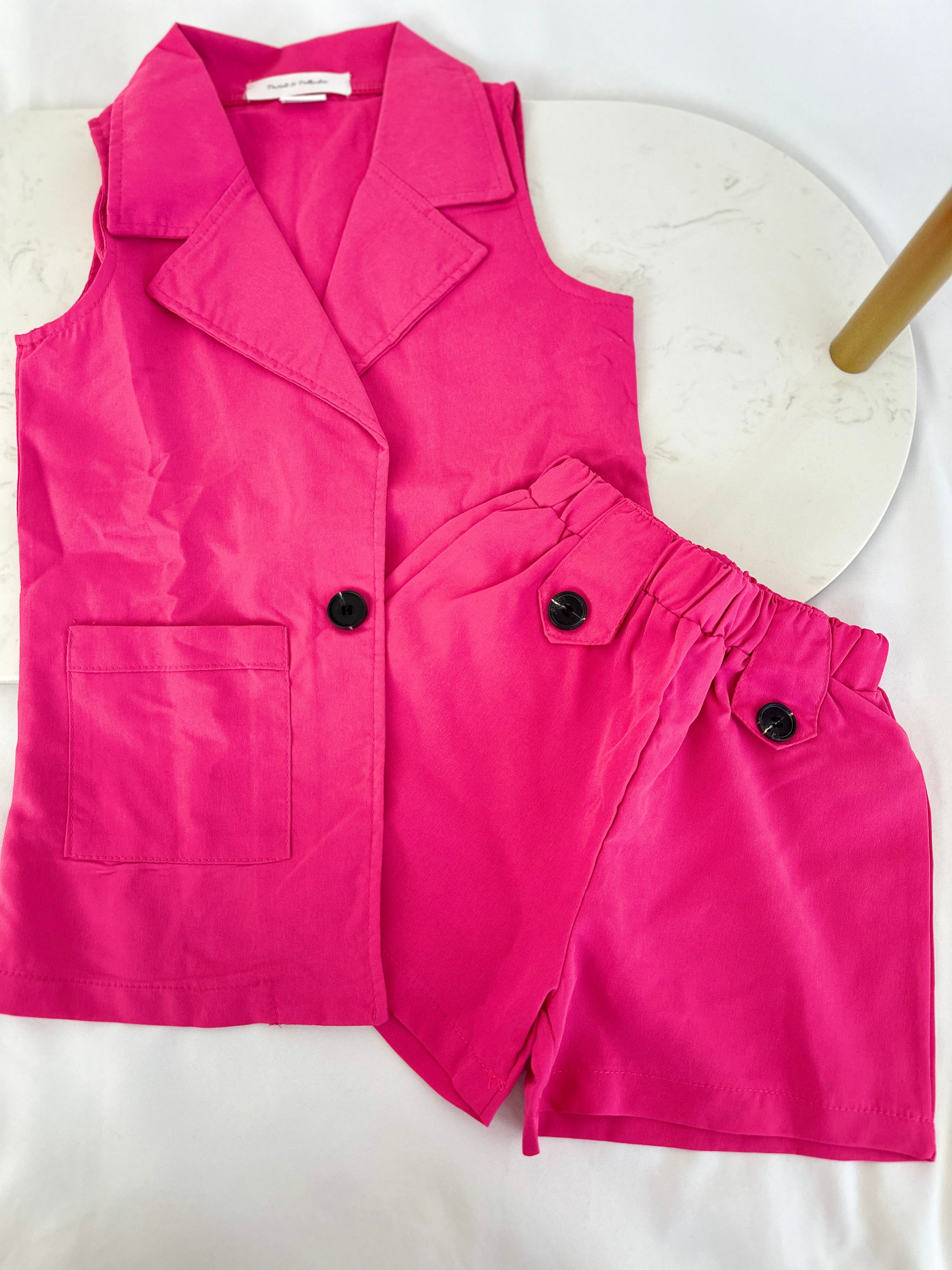 Pink boss babe blazer and short set (tank not included) Pastels and Polkadots