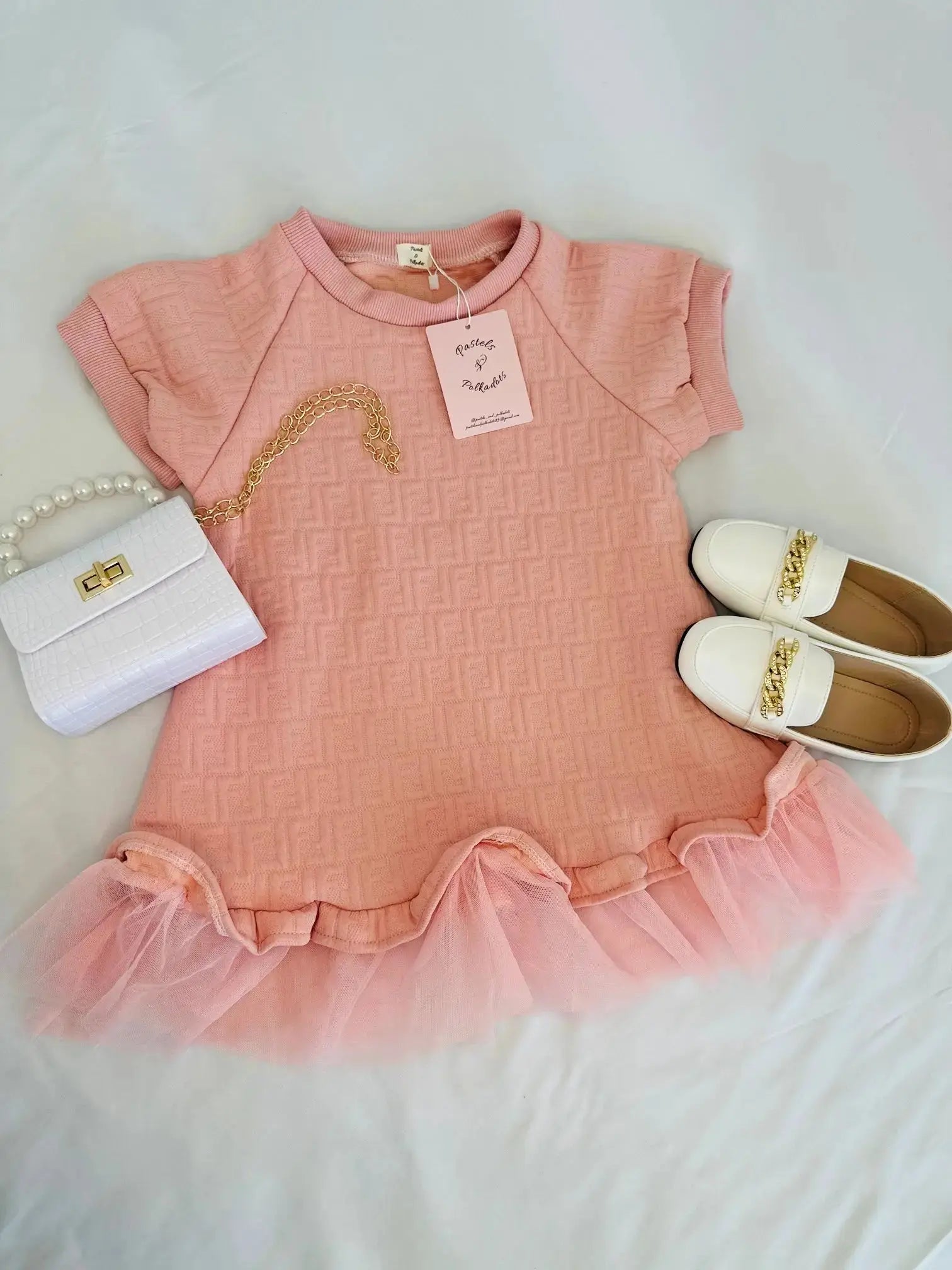 Designer inspired Fashion dress Pastels and Polkadots