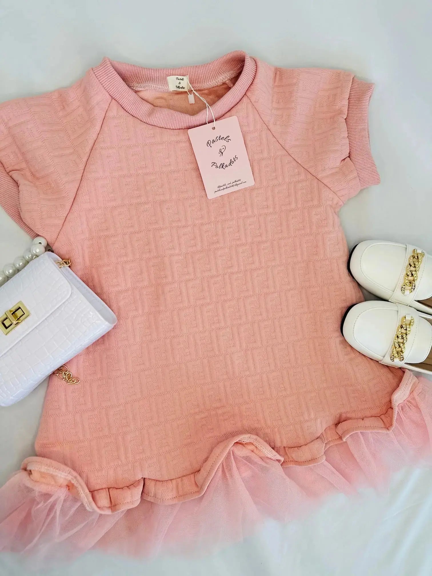Designer inspired Fashion dress Pastels and Polkadots