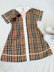 Designer inspired plaid pure cotton dress Pastels and Polkadots