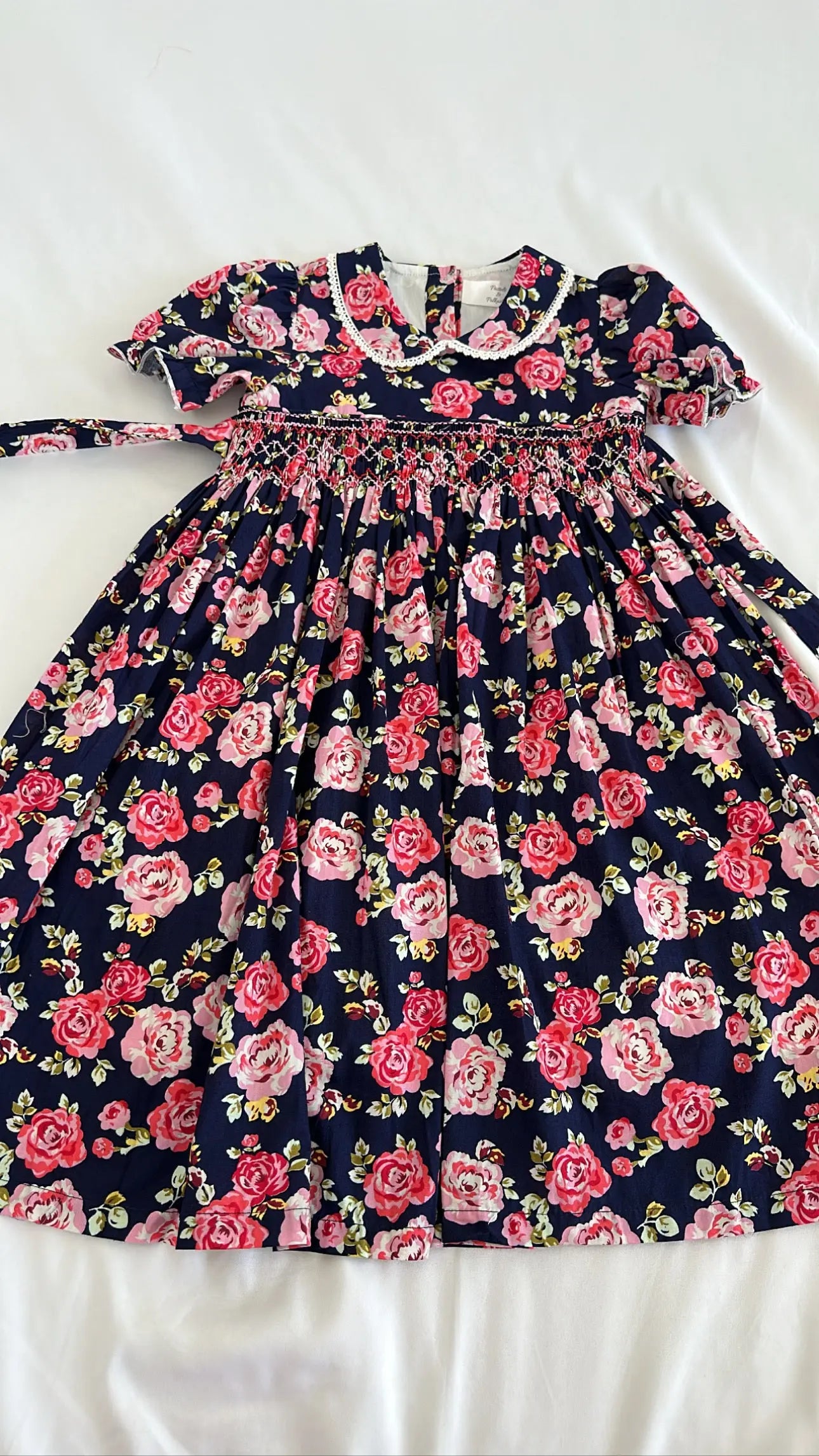 Cute hand smocked floral dress Pastels and Polkadots